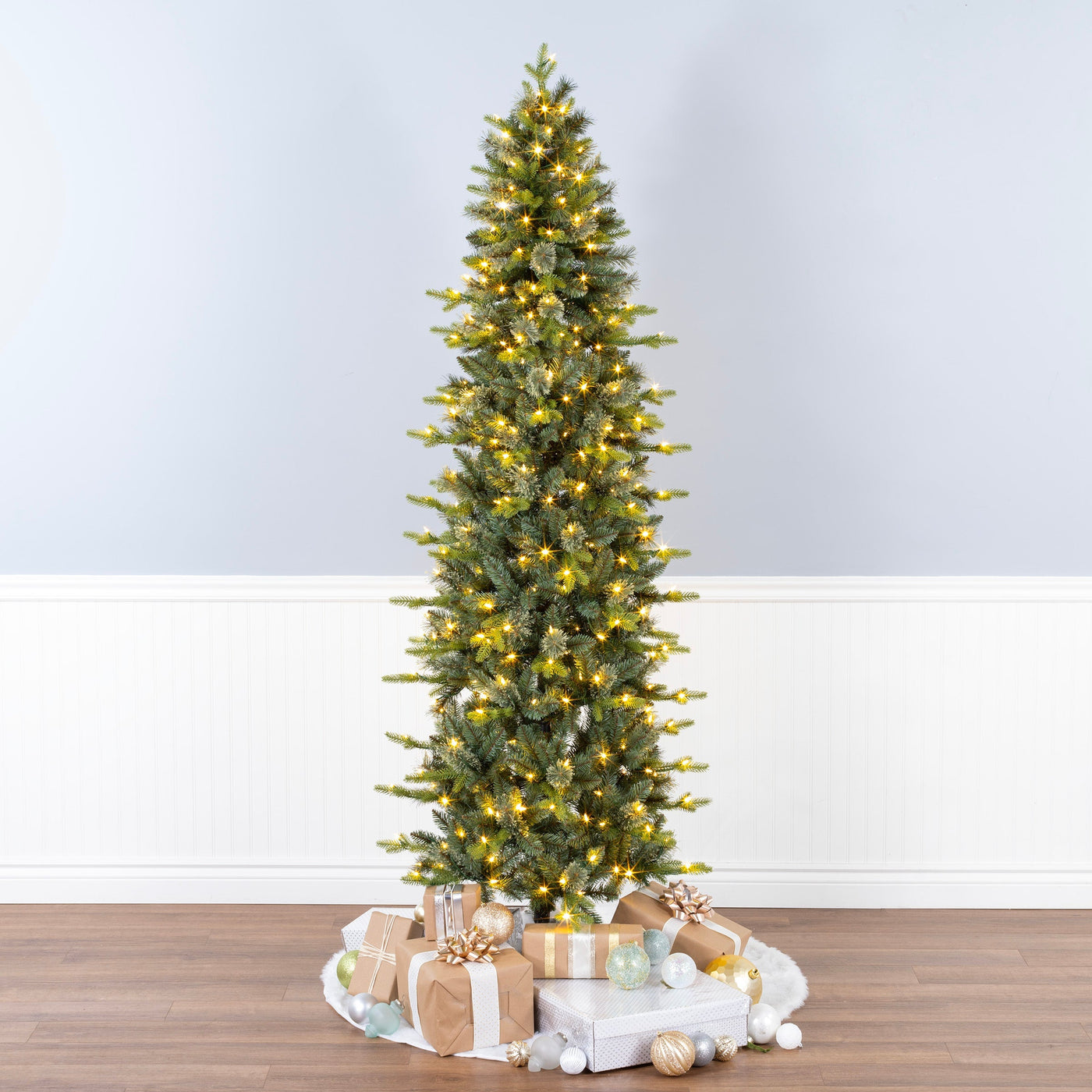 7.5 ft. Pre-Lit Prancer Fir Pencil Slim Tree with Clear Lights