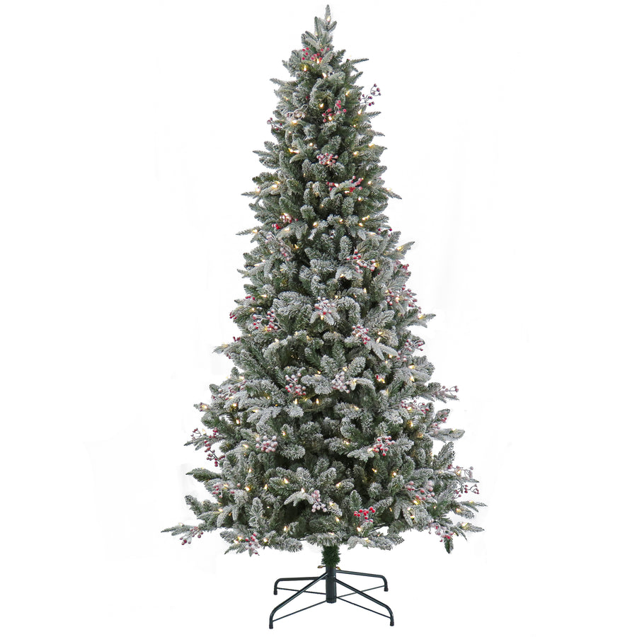 7.5 ft. Pre-Lit Snowy Poechmann Fir Tree with LED Lights