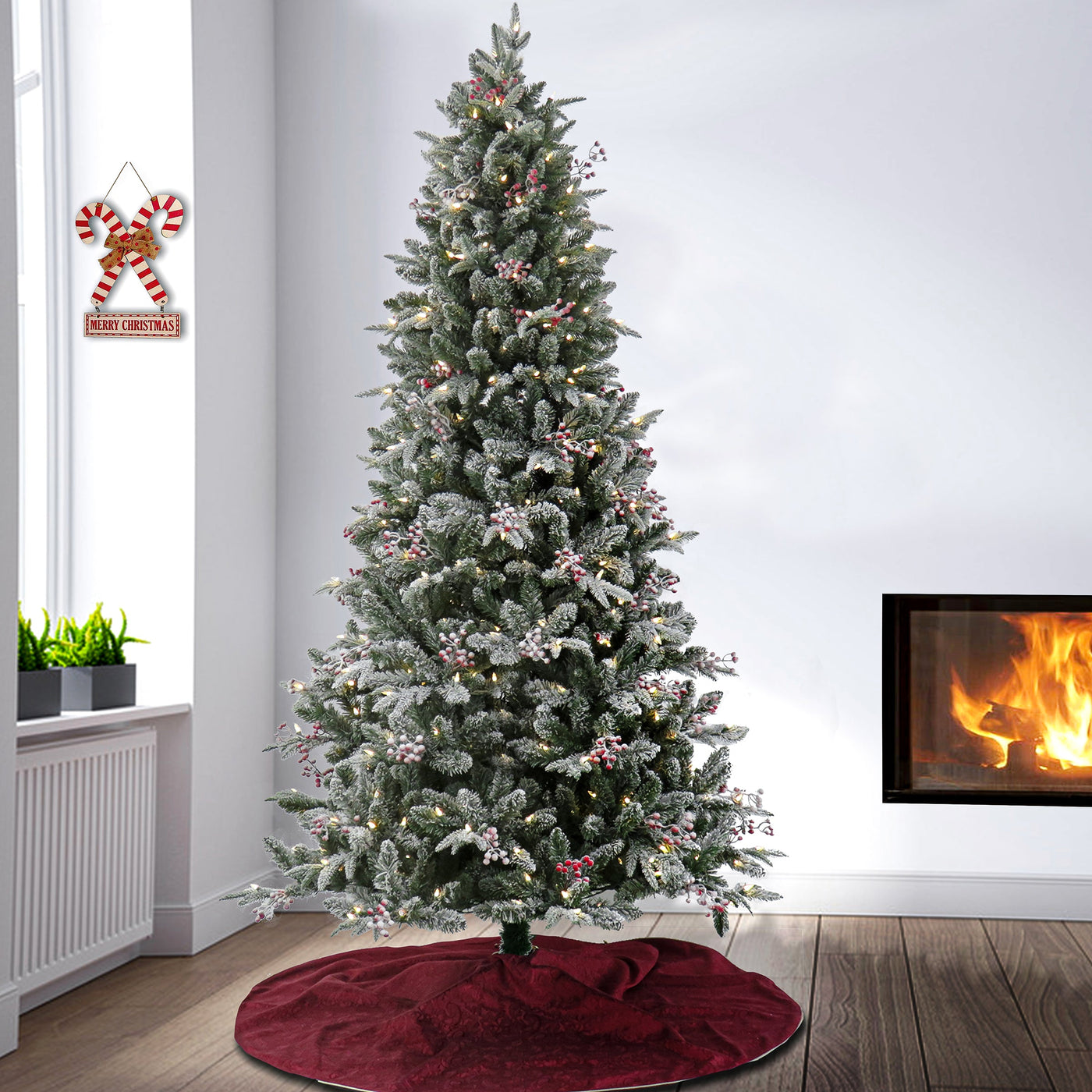 7.5 ft. Pre-Lit Snowy Poechmann Fir Tree with LED Lights
