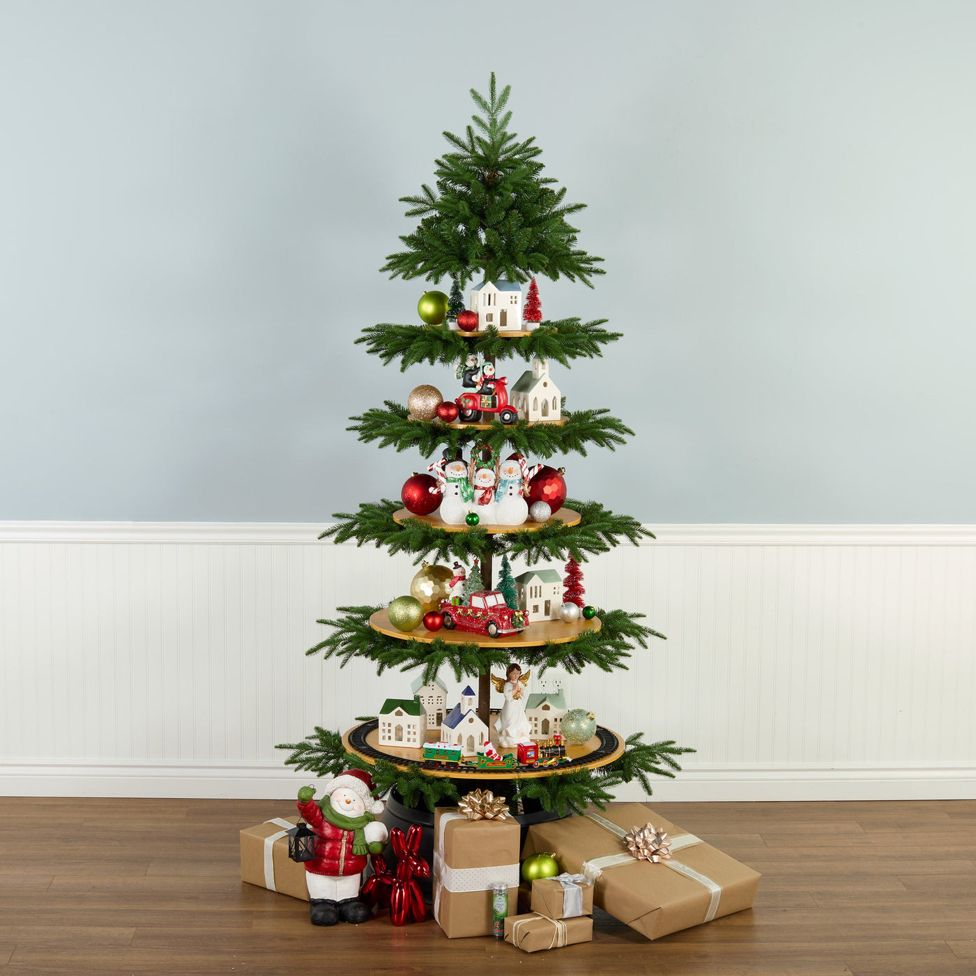 7.5 ft. Platform Slim Tree with Shelves