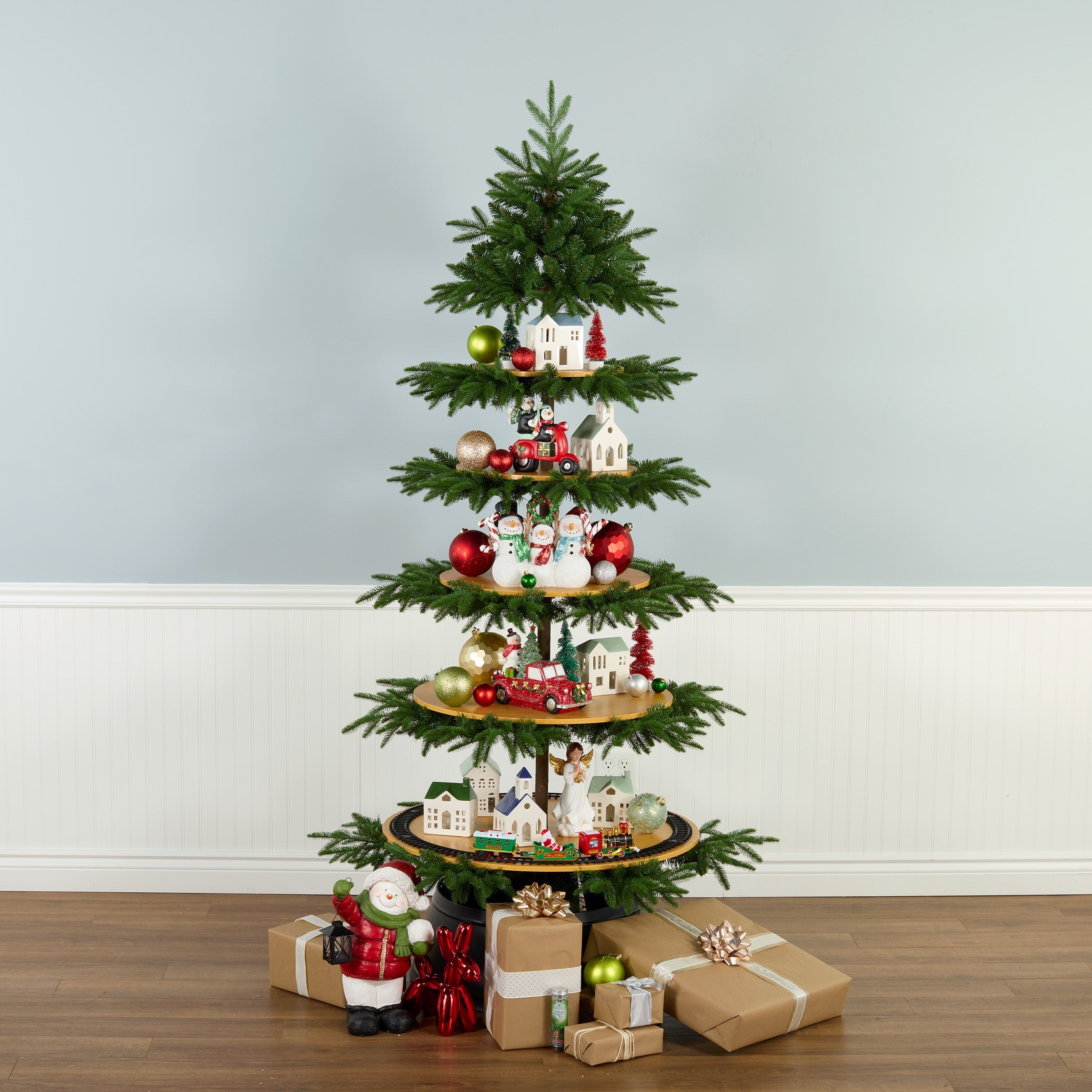 7.5 ft. Platform Slim Tree with Shelves