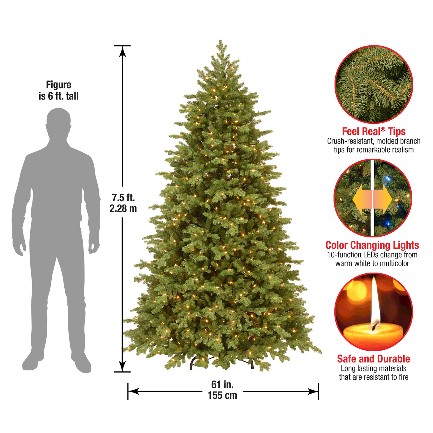 7.5 ft. Pre-Lit Princeton Fraser Fir Tree with PowerConnect and 800 Dual Color LED Lights