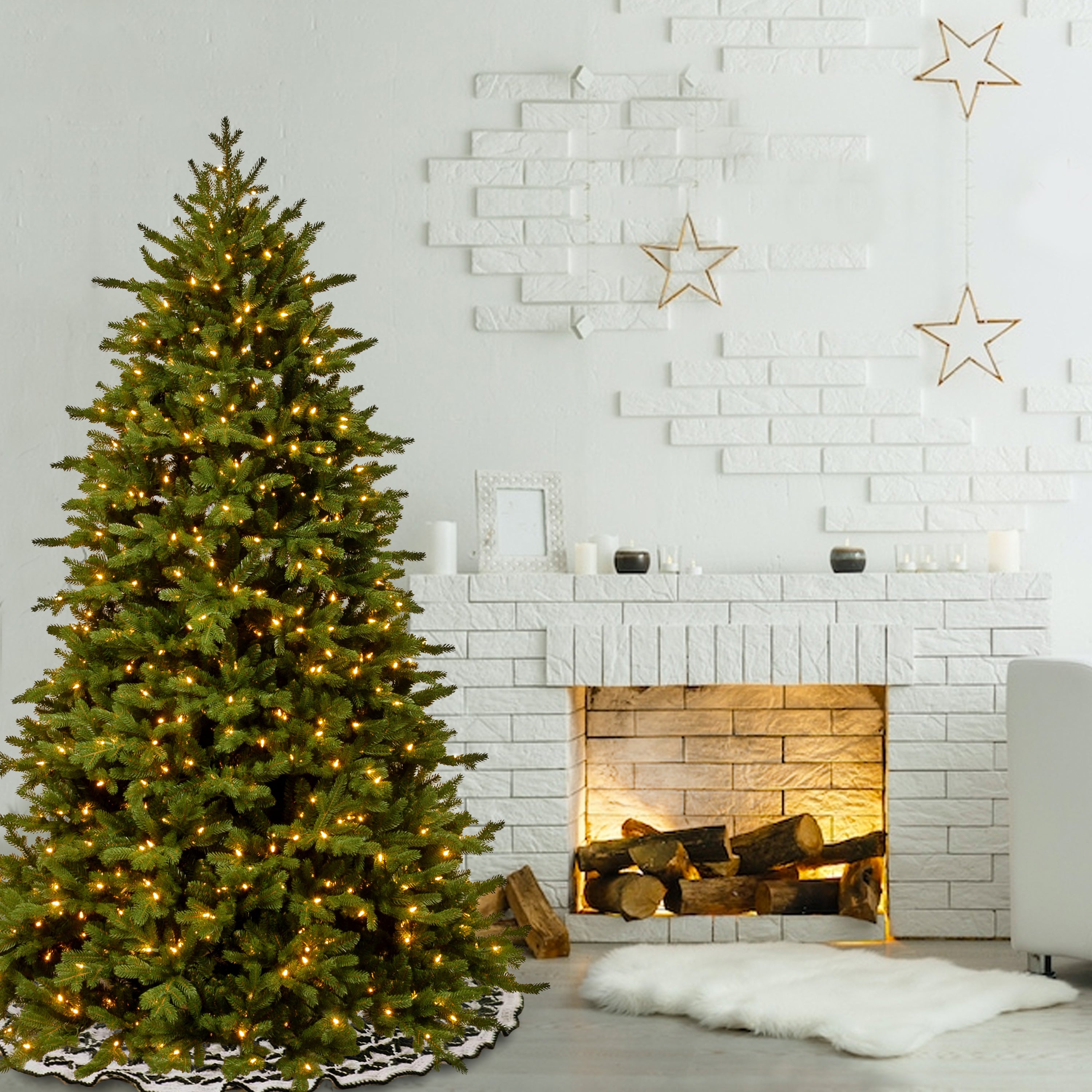 9 ft. Pre-Lit Princeton Deluxe Fraser Fir Tree with PowerConnect Dual Color LED Lights