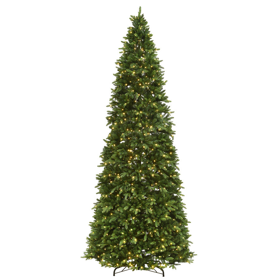 14ft. Pre-Lit Ridgewood Spruce Slim Hinged Tree with Warm White LED Lights