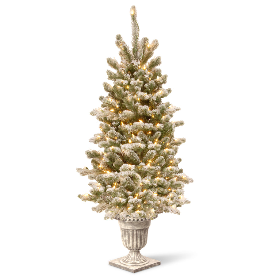 4 ft. Pre-Lit Snowy Sheffield Spruce Tree with Twinkly LED Lights
