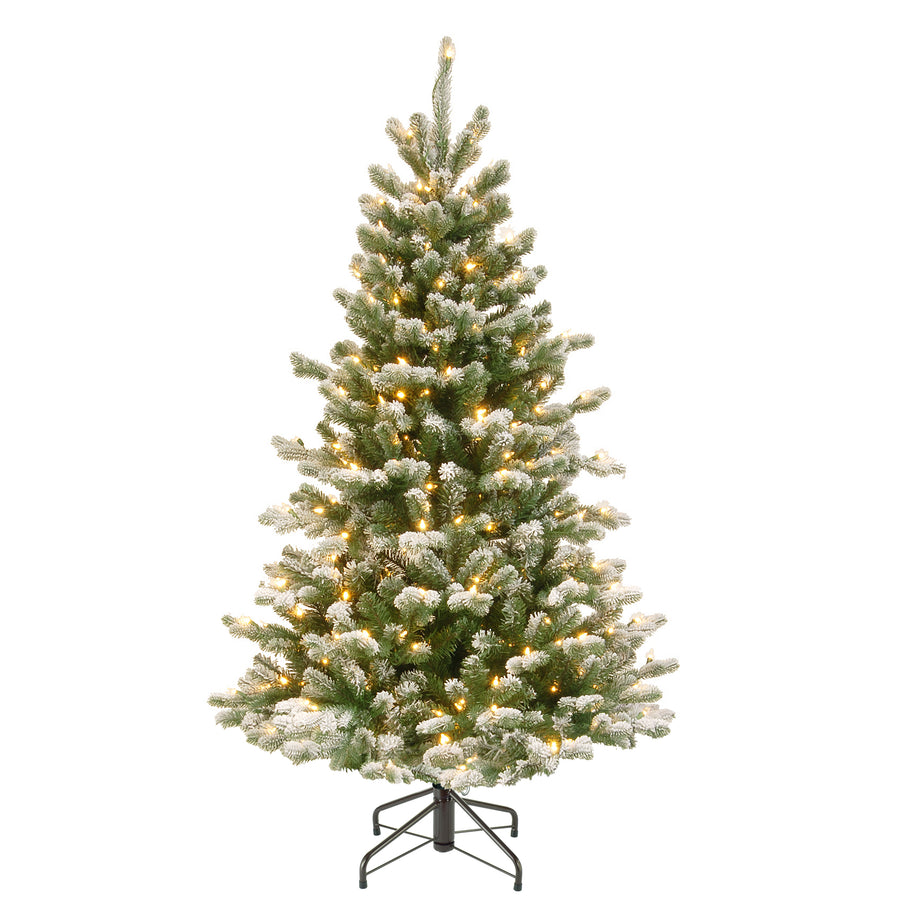 4.5 ft. Pre-Lit Snowy Sheffield Spruce Tree with Dual Color LED Lights