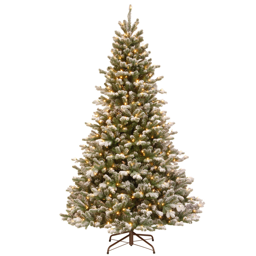 7.5 ft. Pre-Lit Snowy Sheffield Spruce Tree with PowerConnect Warm White LED Lights