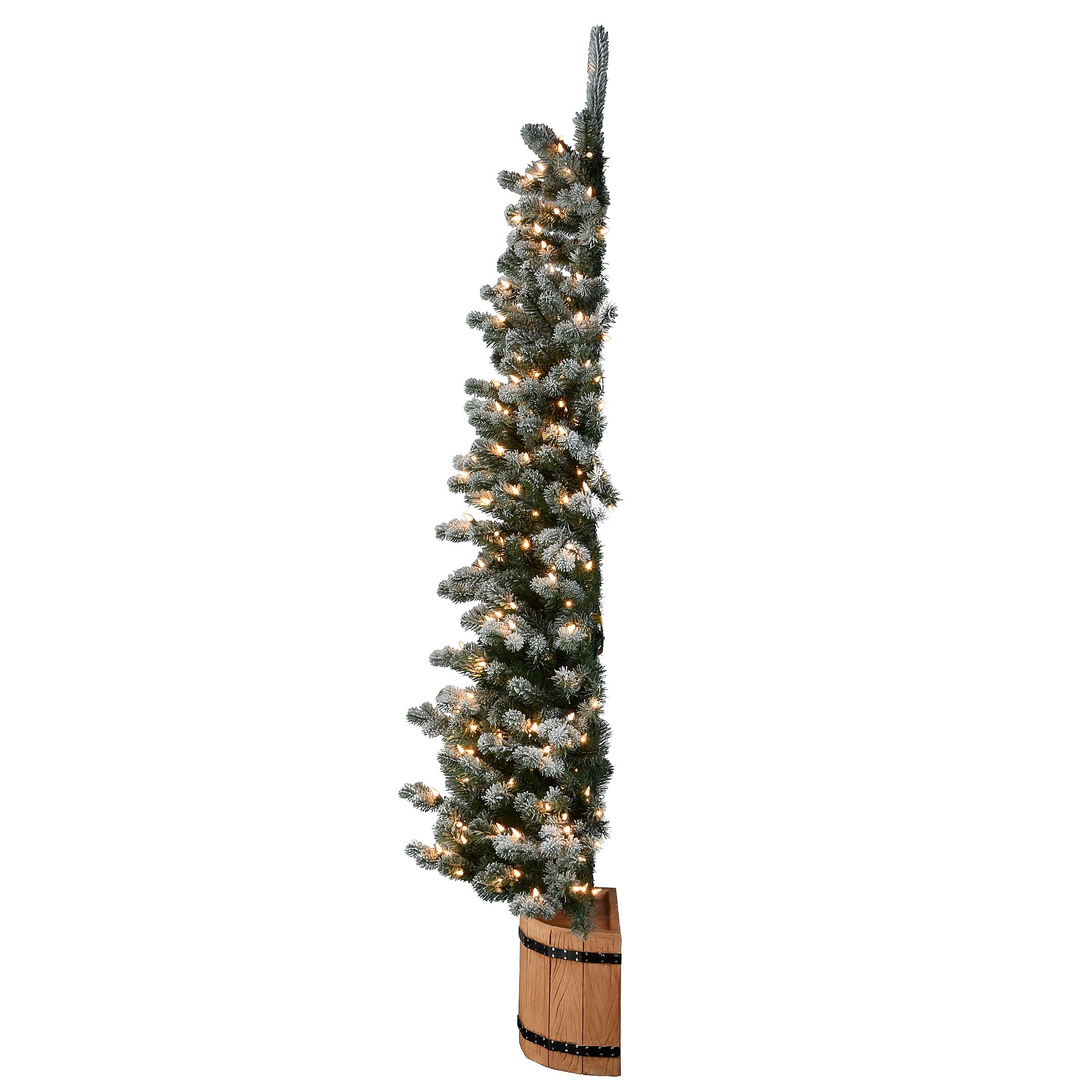 6 ft. Pre-Lit Snowy Sheffield Spruce Slim with Clear Lights