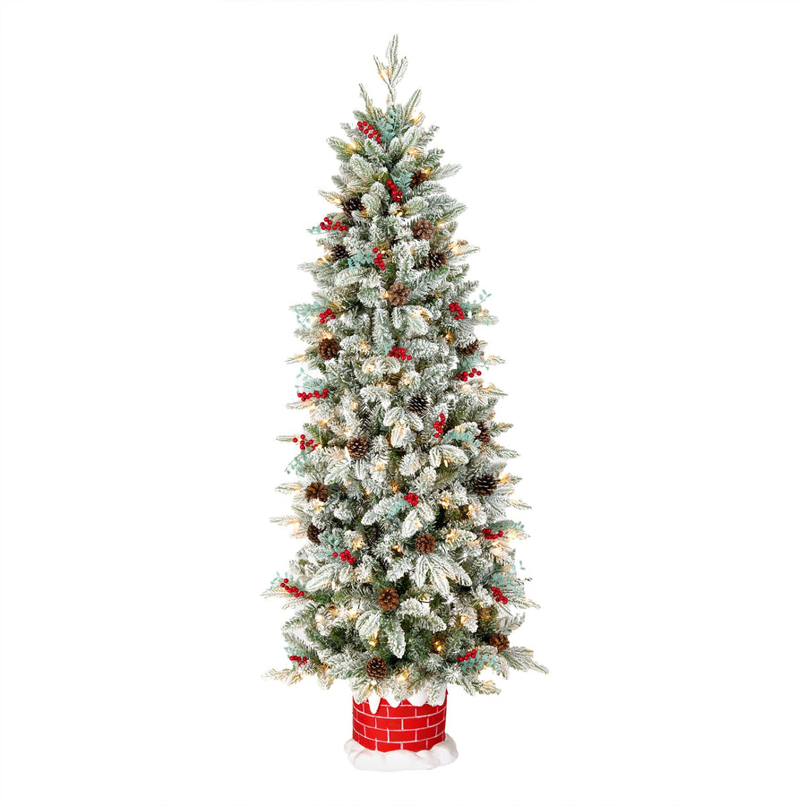 5 ft. Pre-Lit Snowberry Pine Half Tree with Clear Lights
