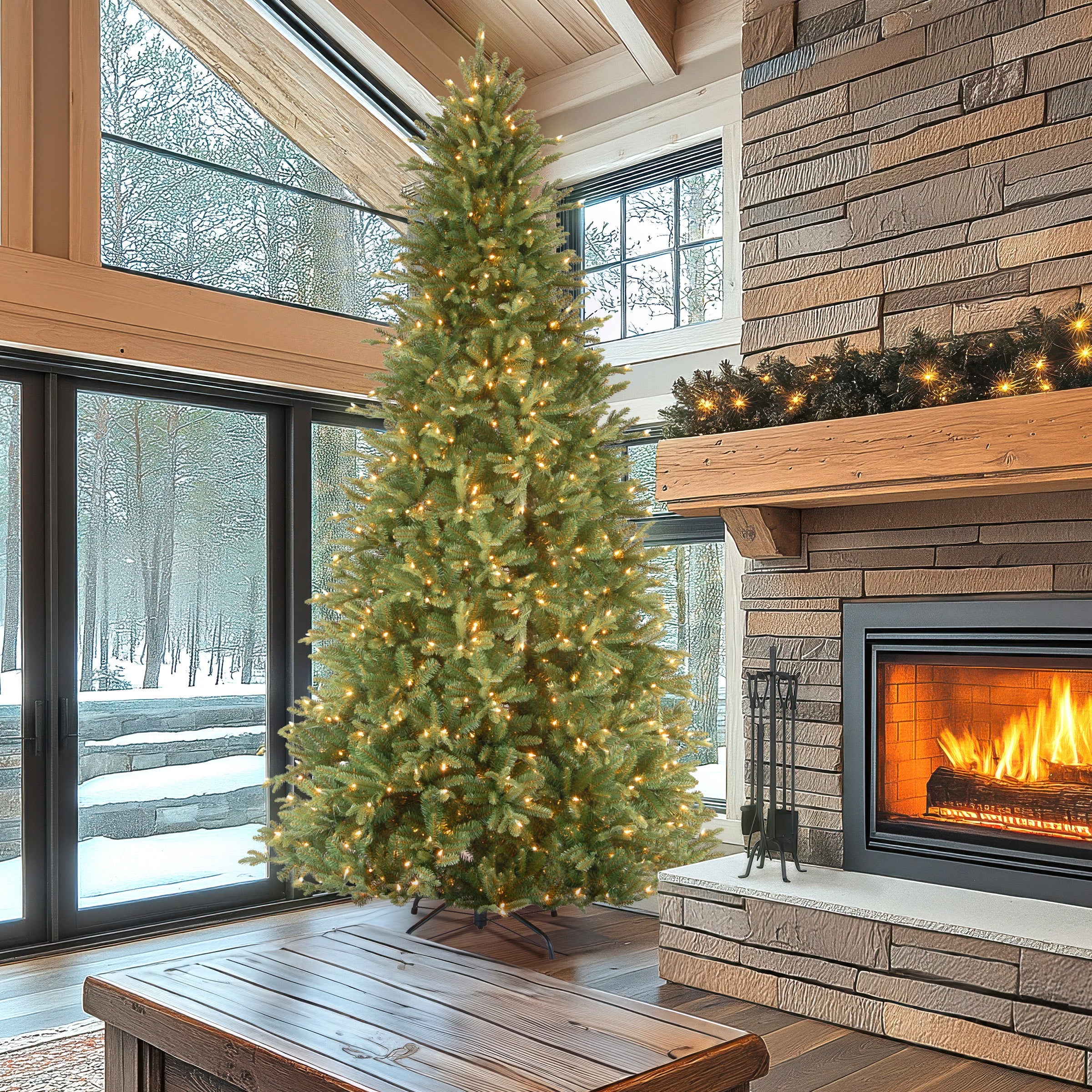 12 ft. Pre-Lit Tiffany Fir Slim Tree with Clear Lights