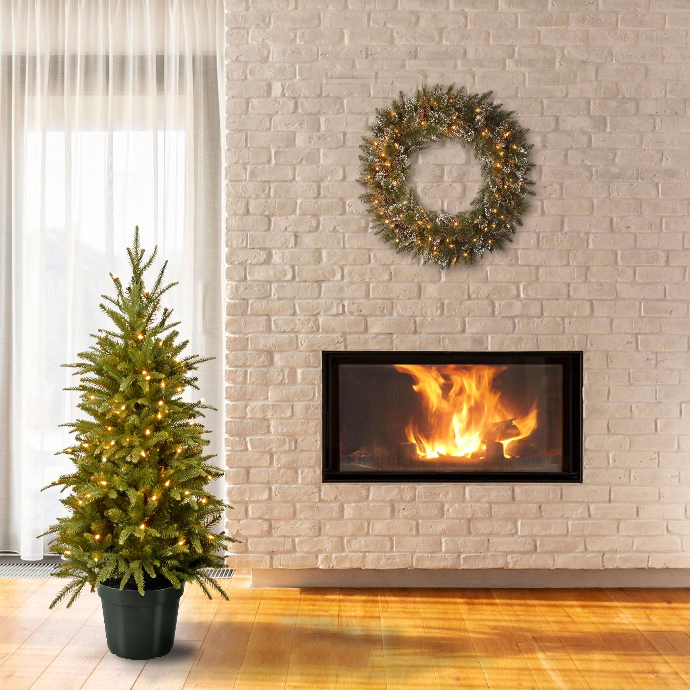 4 ft. Pre-Lit Weeping Spruce Tree with Clear Lights