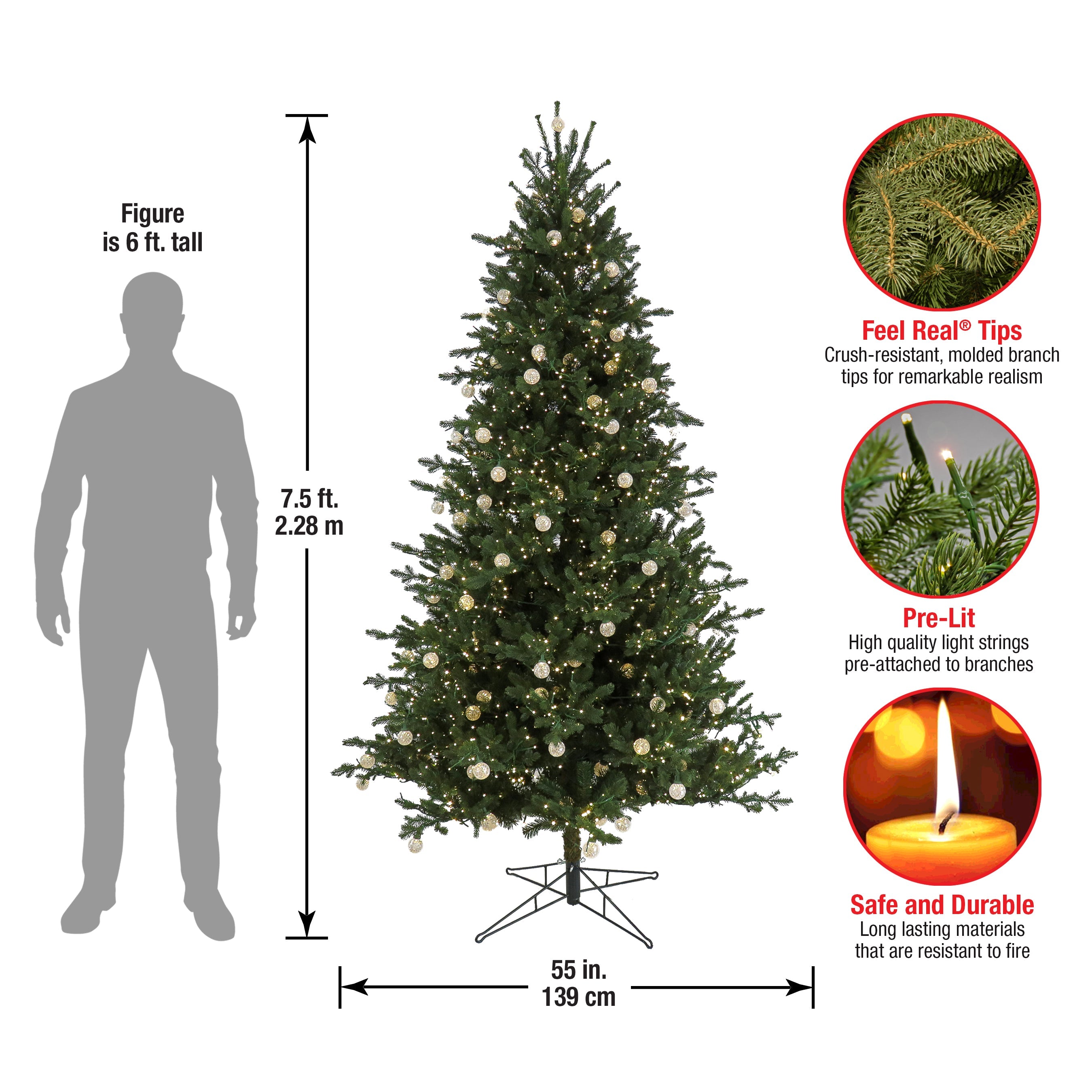 7.5 ft. Pre-Lit Aspen Pine Tree with LED Lights