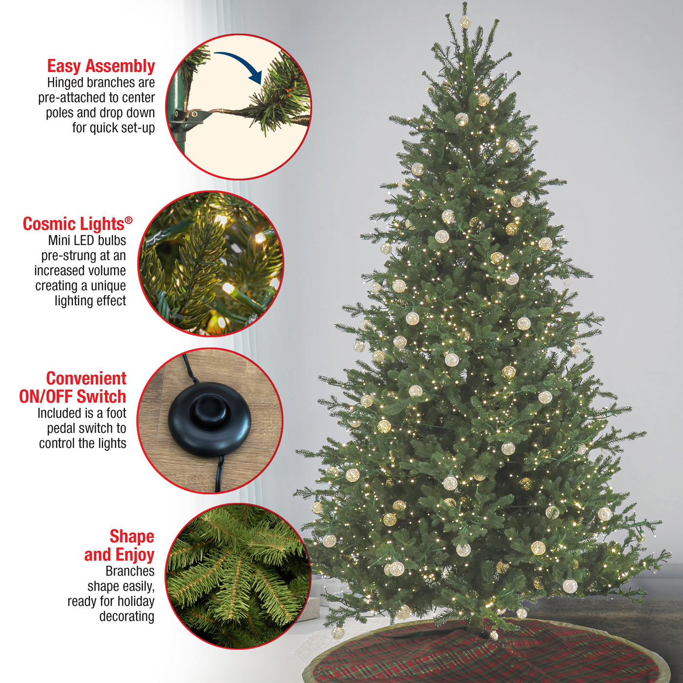 7.5 ft. Pre-Lit Aspen Pine Tree with LED Lights
