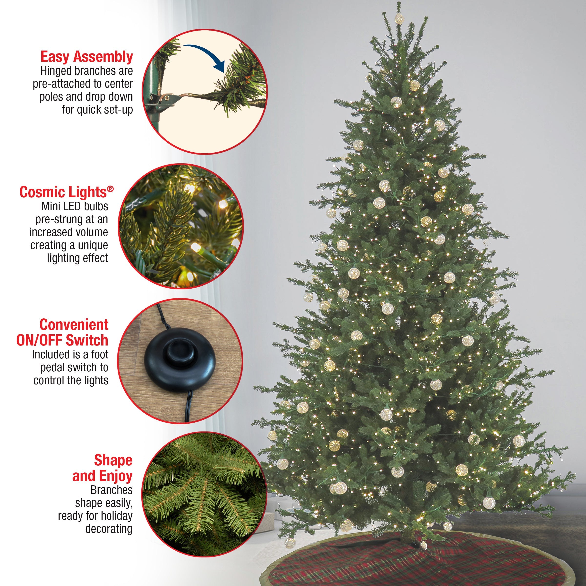 7.5 ft. Pre-Lit Aspen Pine Tree with LED Lights