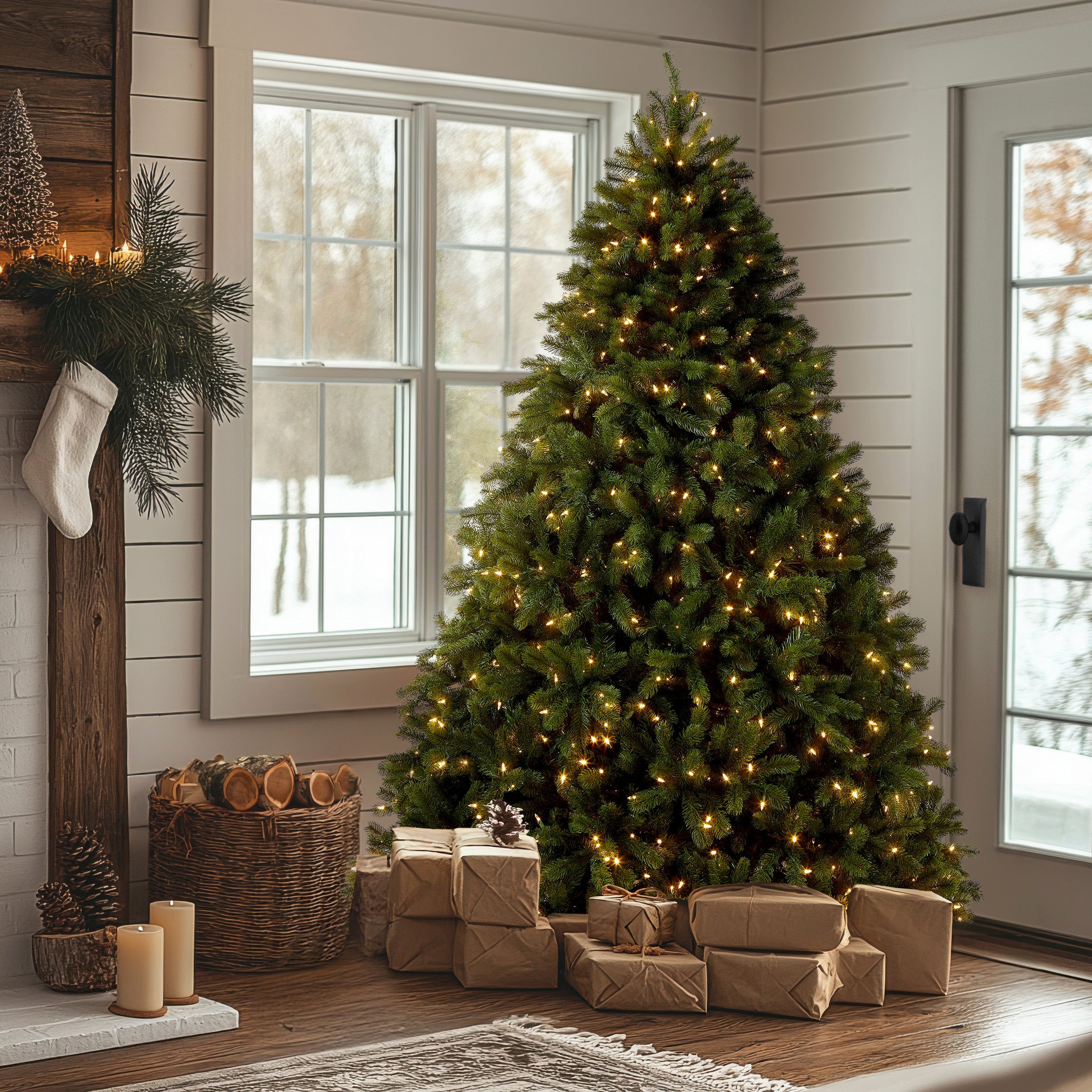 7.5 ft. Pre-Lit Deluxe Downswept Douglas Fir Tree with PowerConnect Dual Color LED Lights