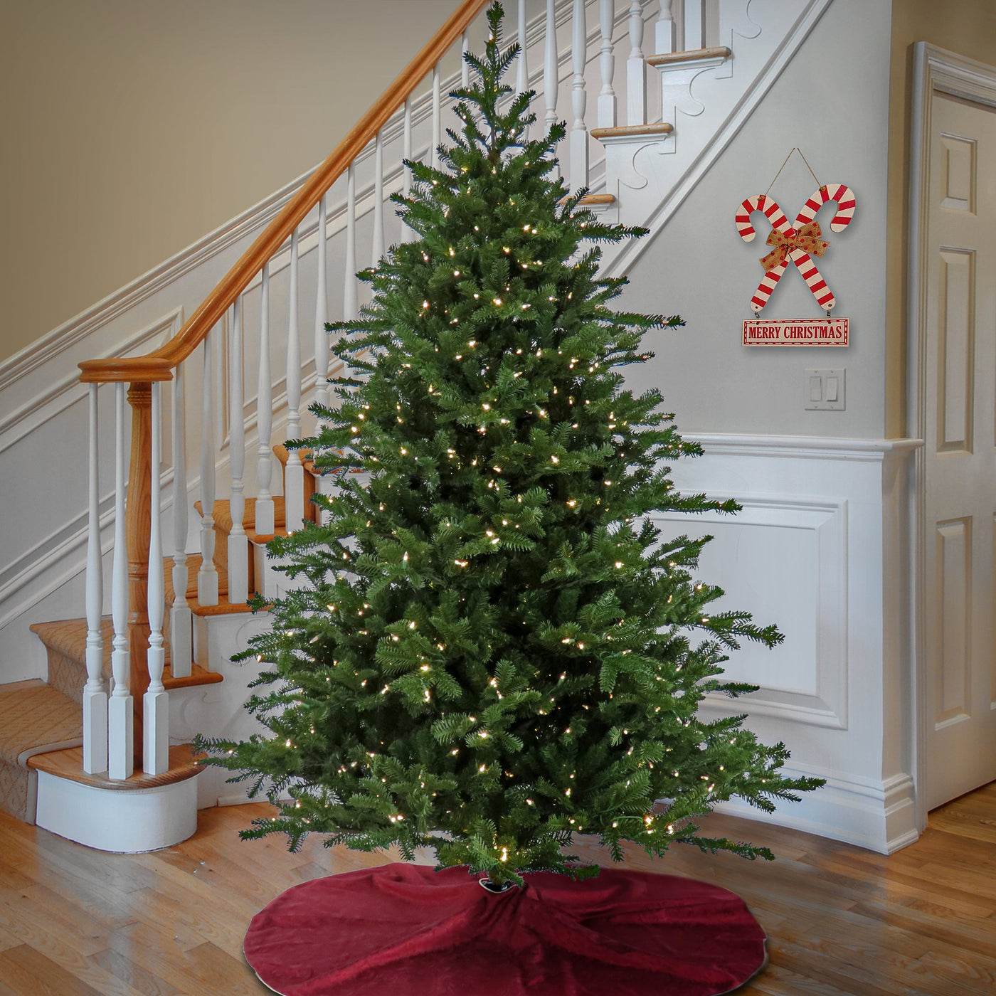 10 ft. Pre-Lit Douglas Fir Hinged Tree with Warm White LED Lights