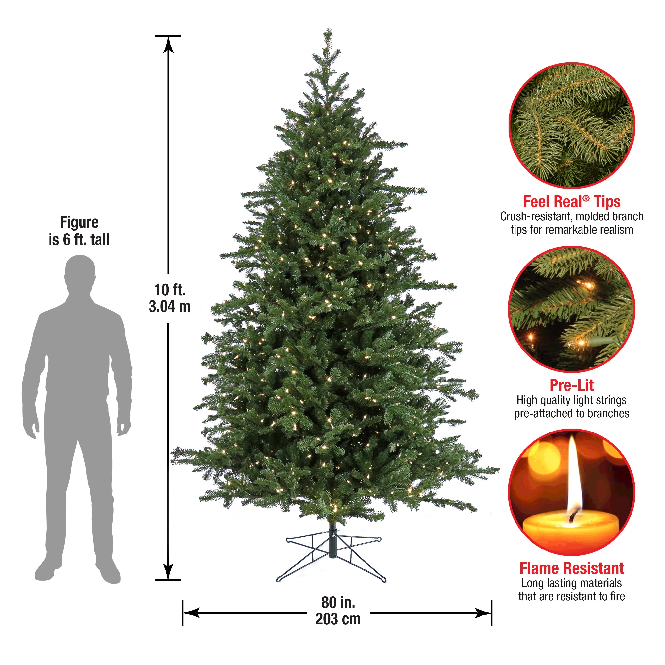 10 ft. Pre-Lit Douglas Fir Hinged Tree with Warm White LED Lights