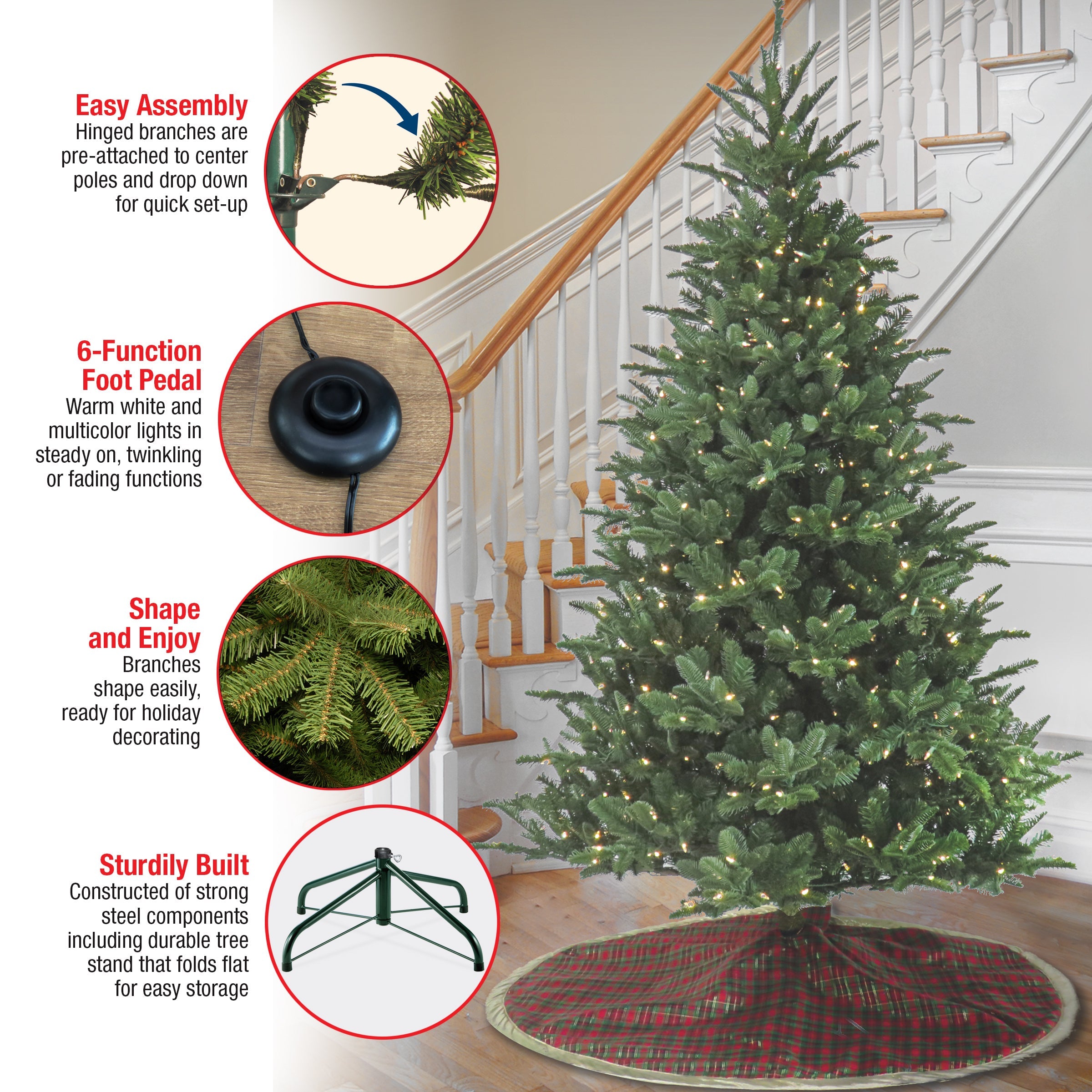 7.5 ft. Pre-Lit Christmas Norway Spruce Tree with LED Lights