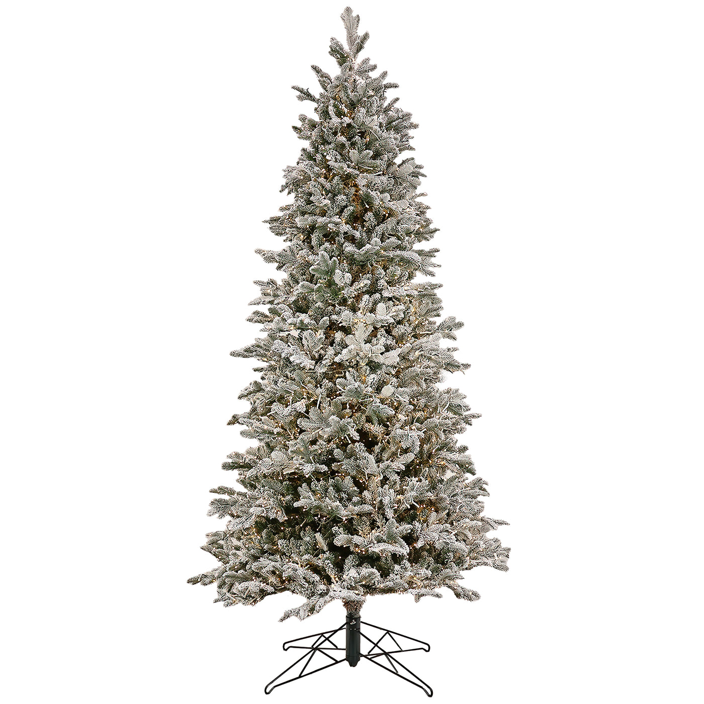10ft. Pre-Lit Snowy Slim Hinged Tree with Warm White LED Lights