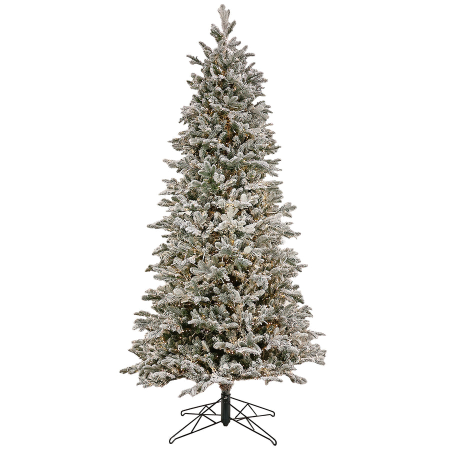 10ft. Pre-Lit Snowy Slim Hinged Tree with Warm White LED Lights