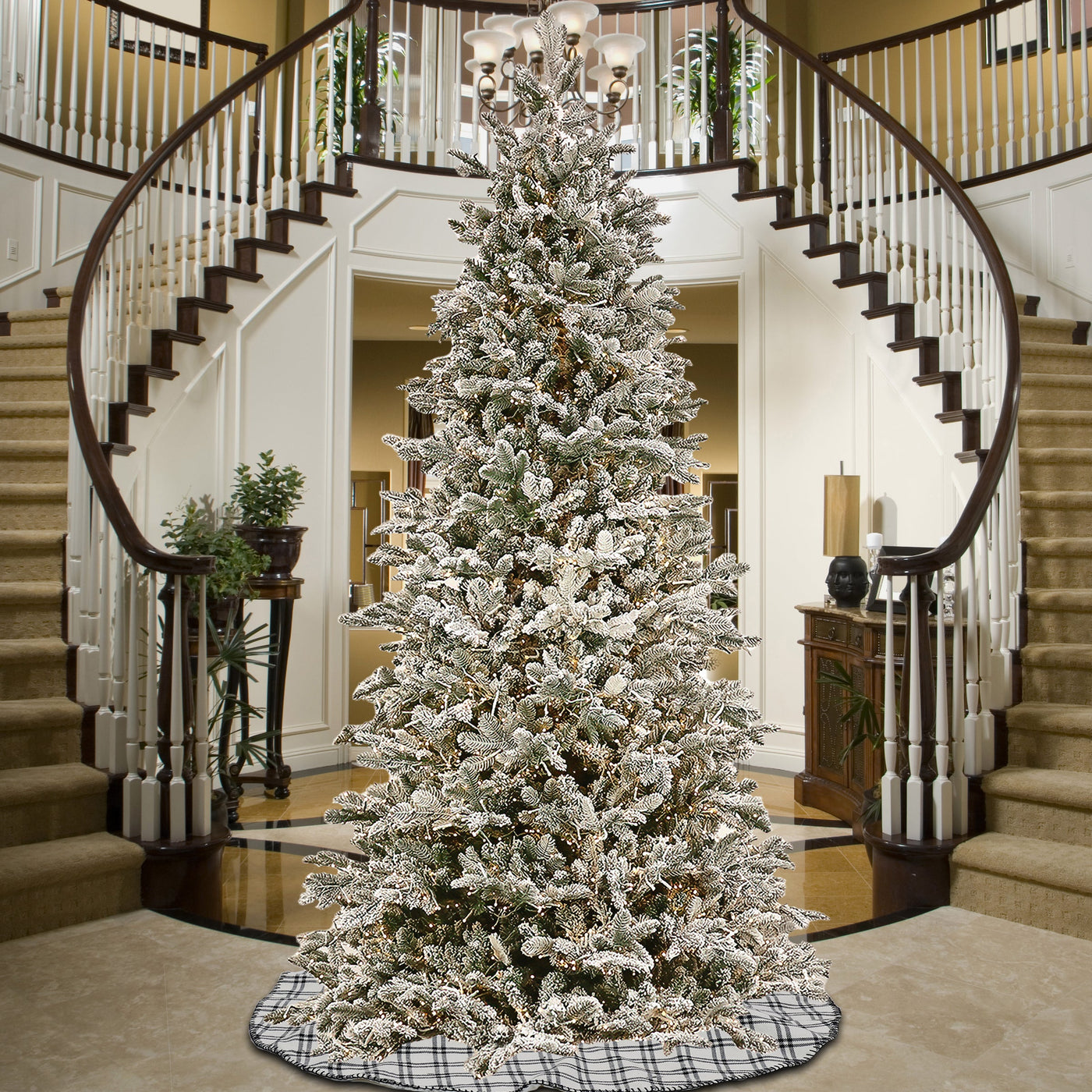 10ft. Pre-Lit Snowy Slim Hinged Tree with Warm White LED Lights