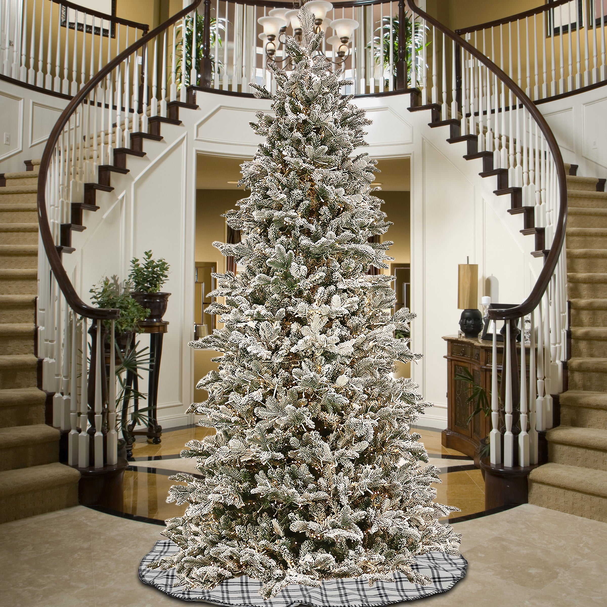 10ft. Pre-Lit Snowy Slim Hinged Tree with Warm White LED Lights