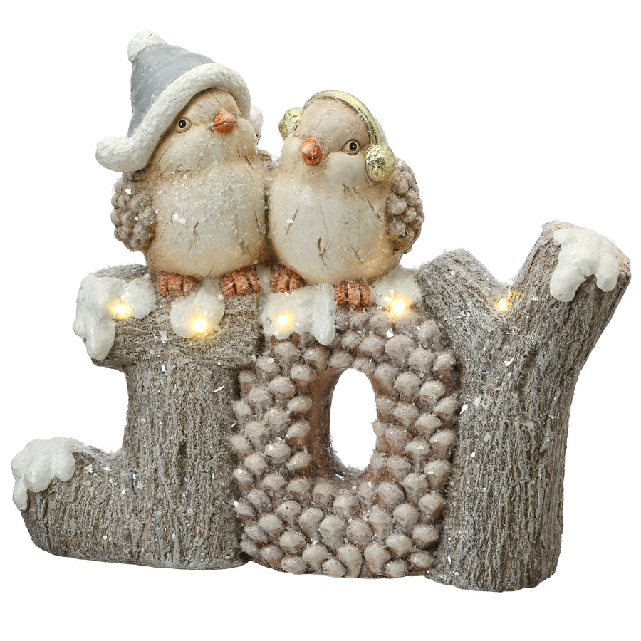 16" Prelit "JOY" with Birds Figuerine