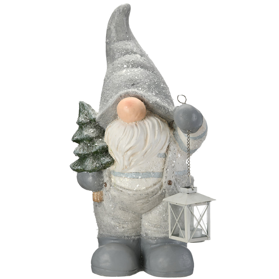 19" Winter Gnome with Lantern Candleholder
