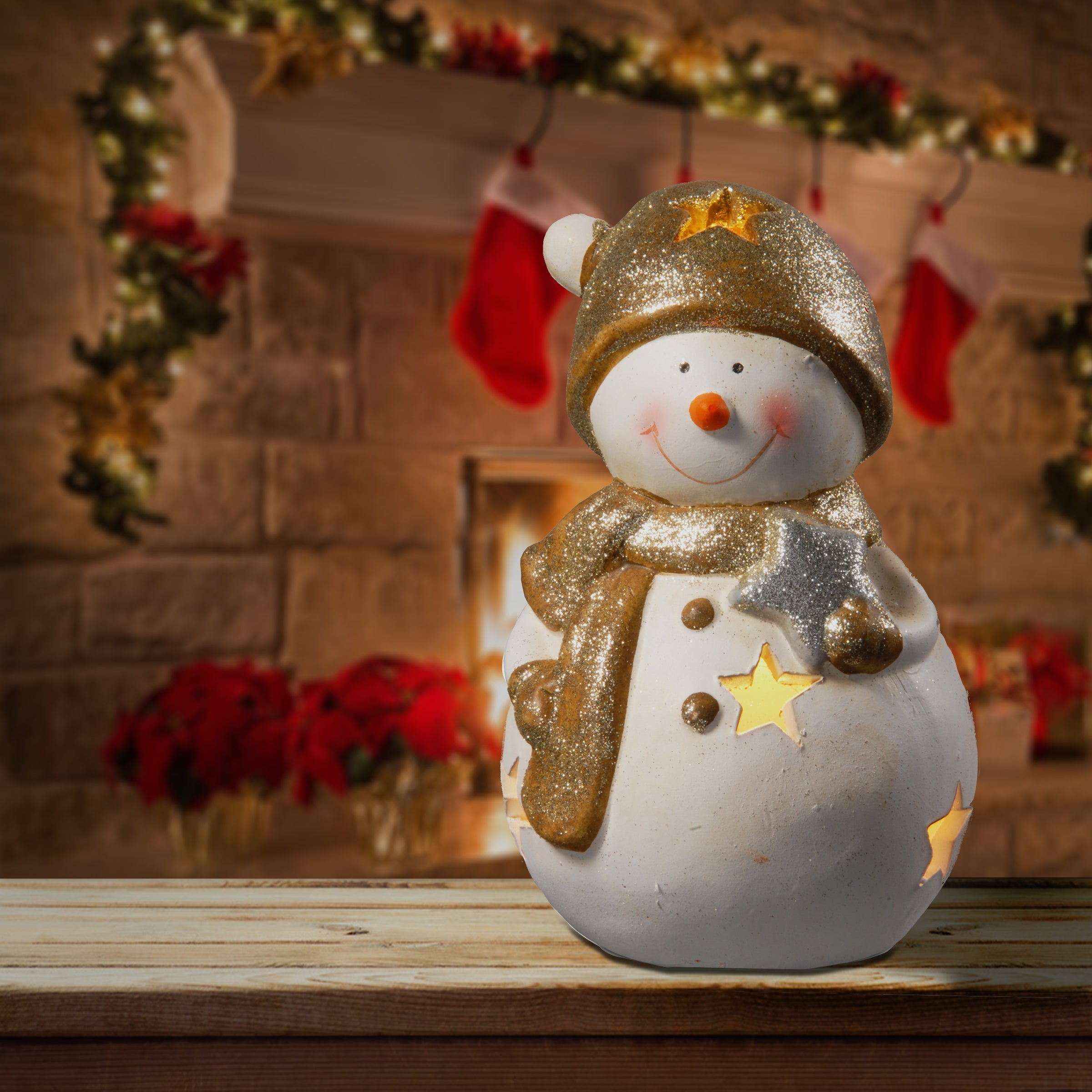 8 in Lighted Holiday Snowman Décor