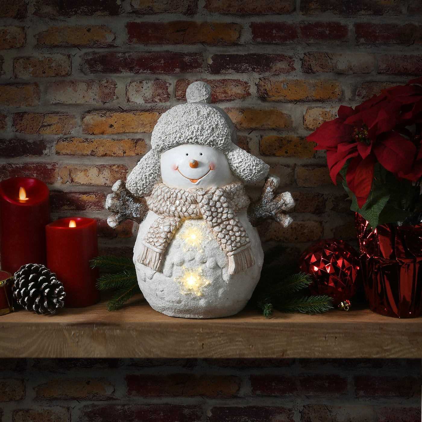 15 in. Snowman with Snowflake Lights