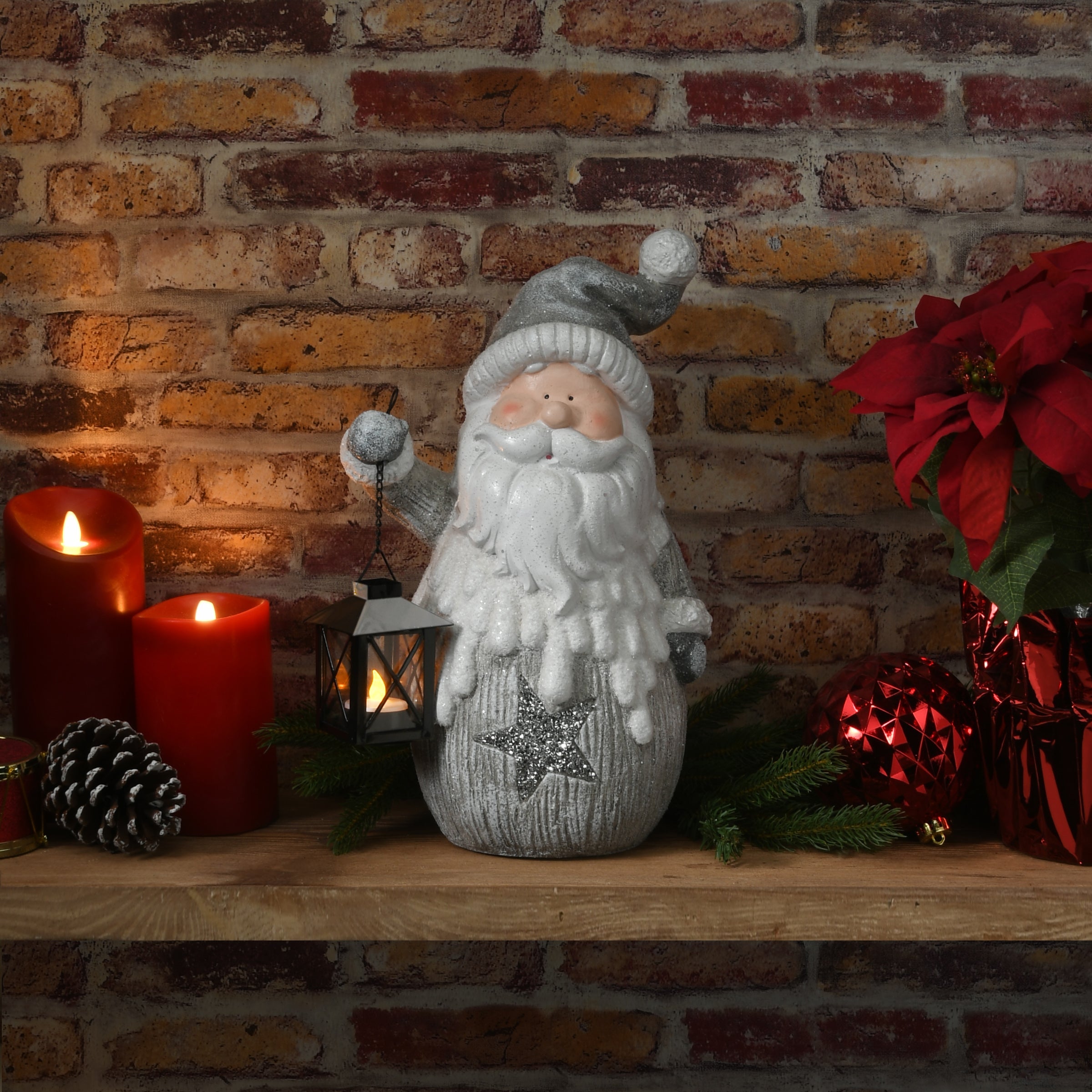 15 in. Winter Santa Candleholder Figuerine