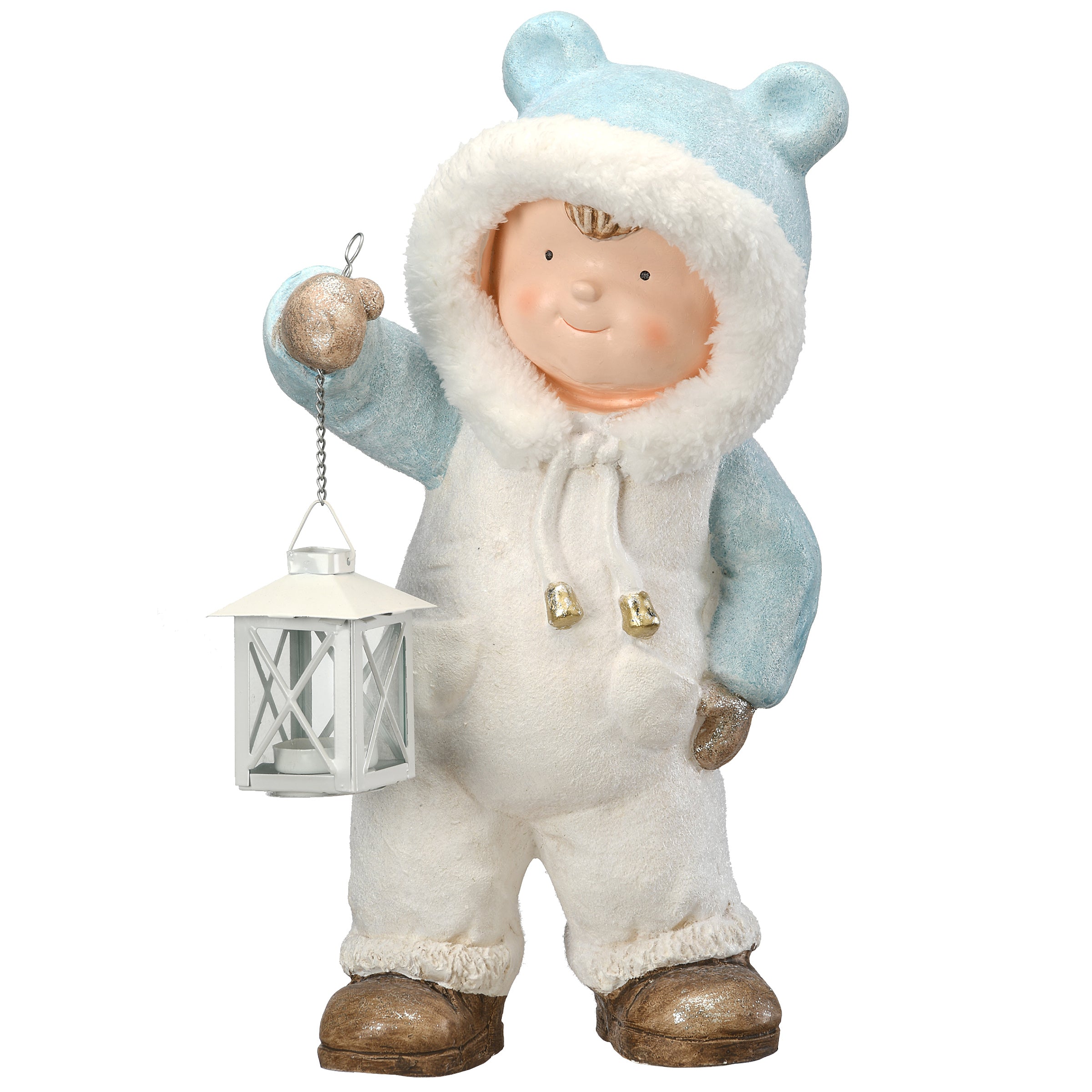 17" Boy in Snowsuit Candleholder Figuerine