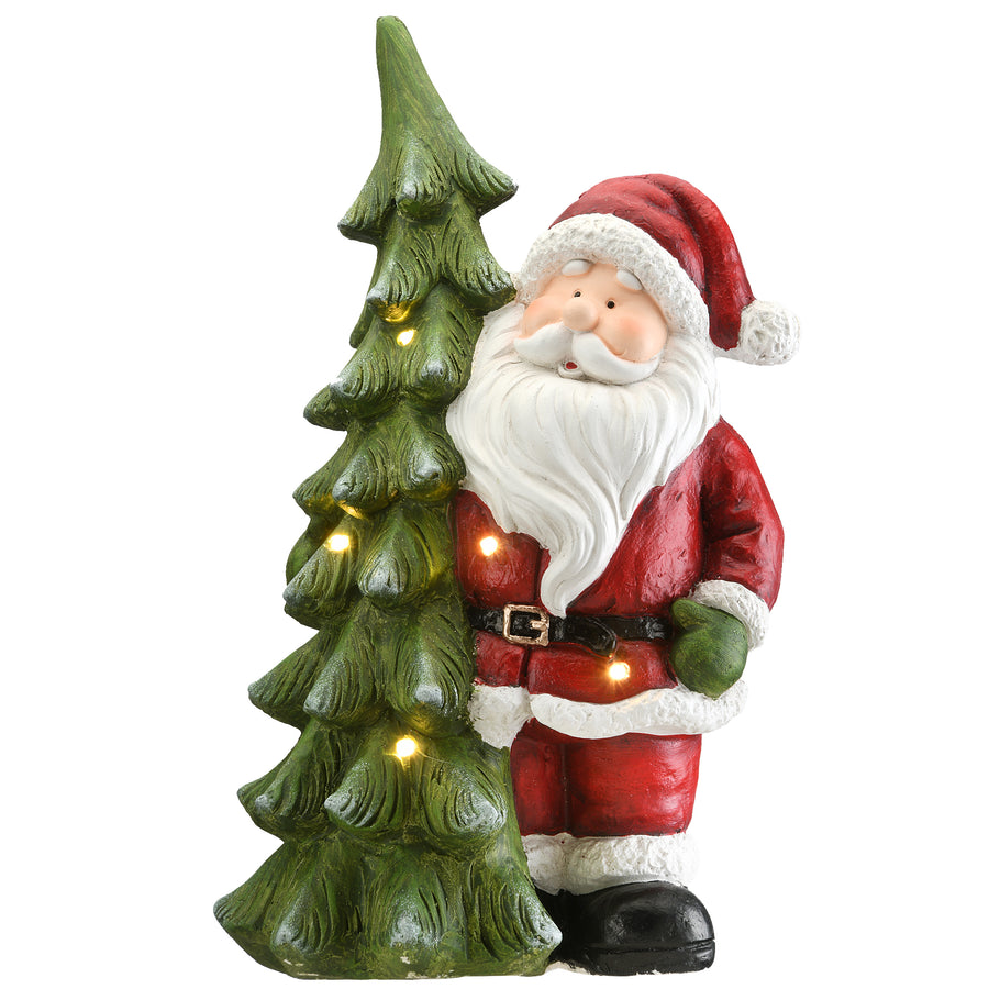 17" Lighted Santa with Christmas Tree Figuerine