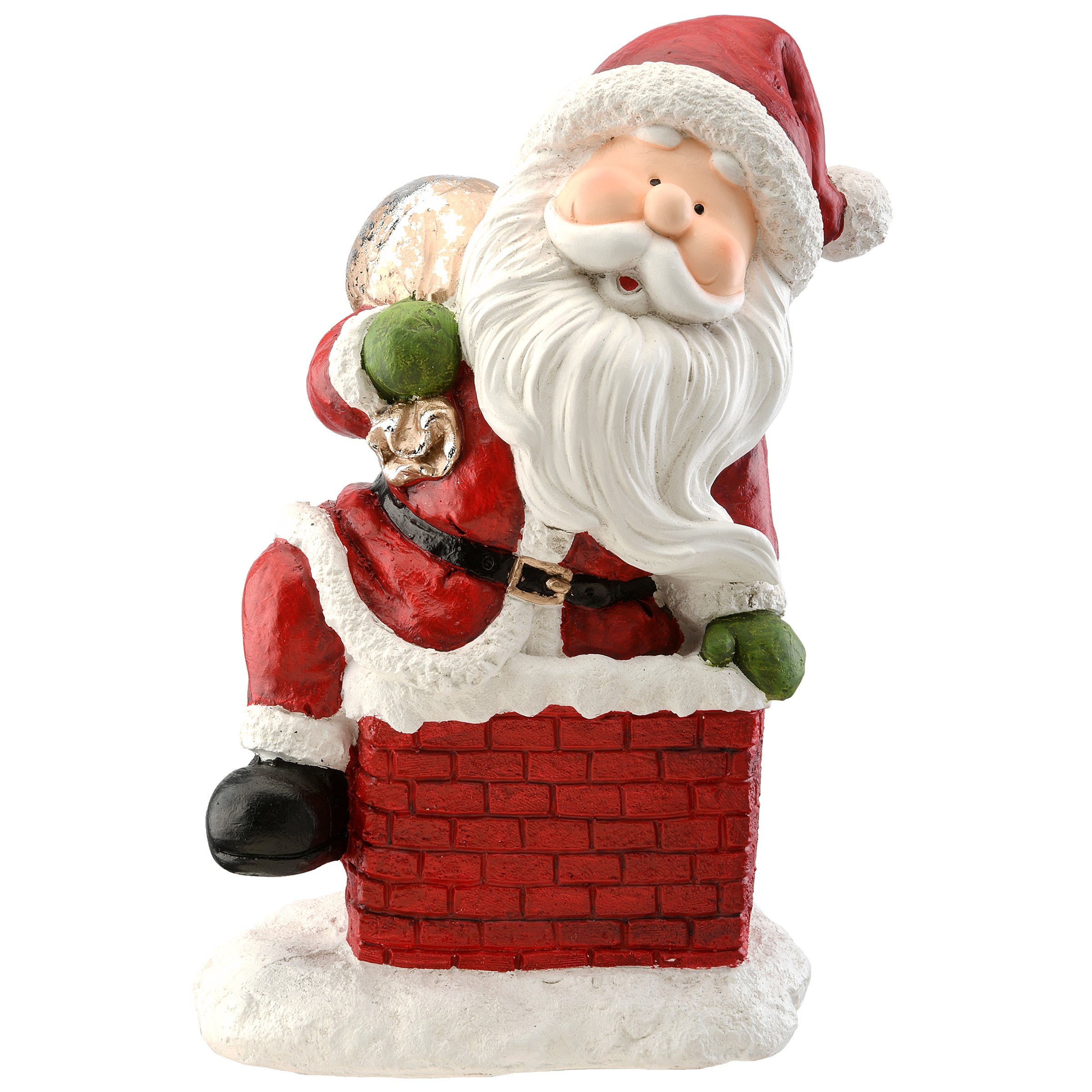14" Santa Climbing into Chimney Figuerine