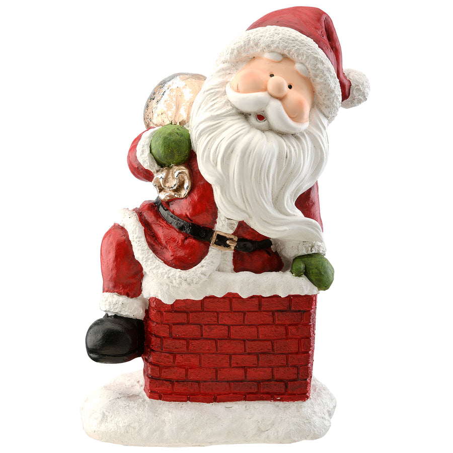 14" Santa Climbing into Chimney Figuerine