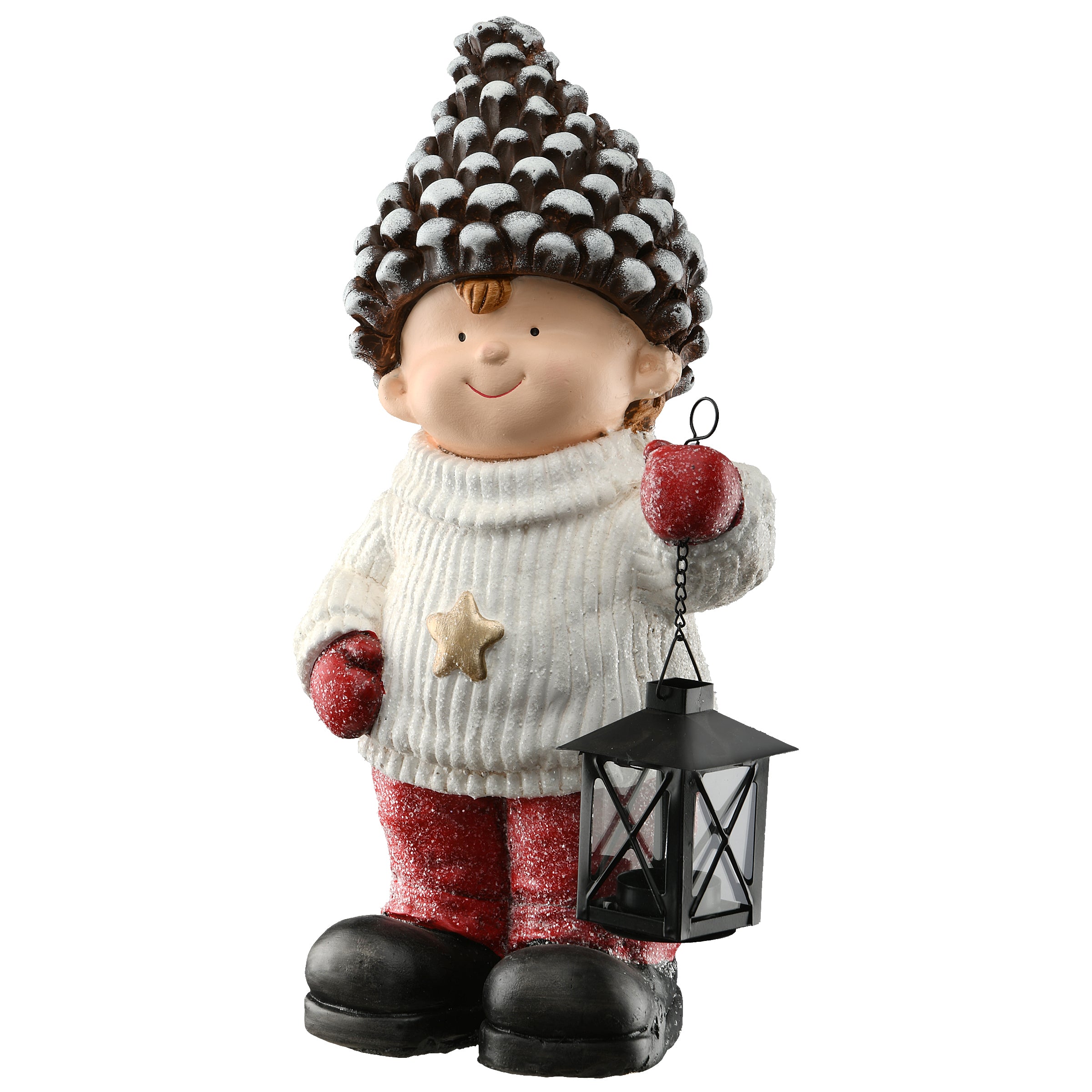 17" Pinecone Capped Boy Decor Piece