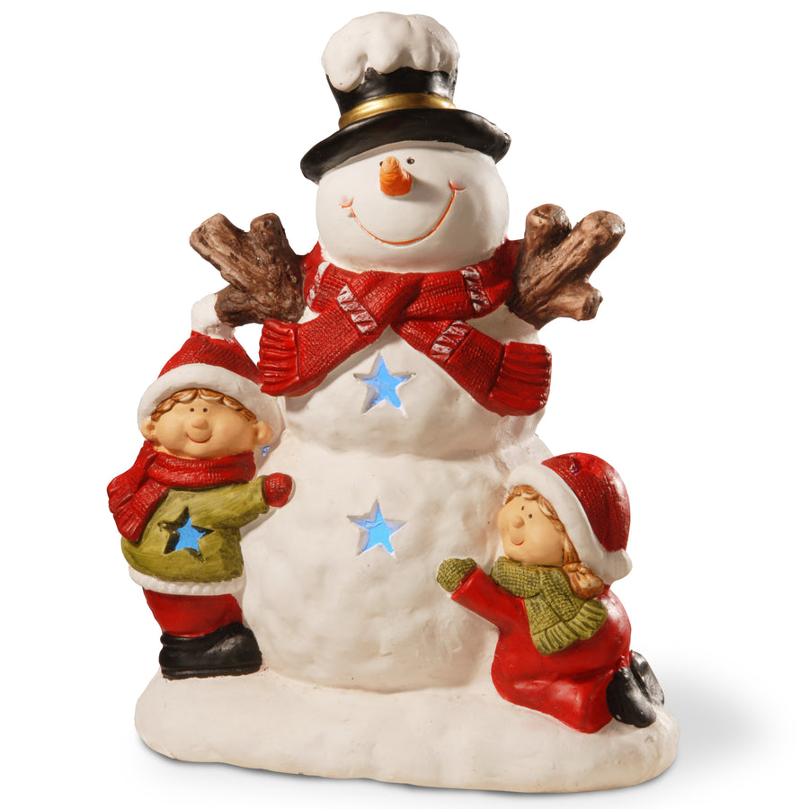 17" Lighted Snowman Decor Piece
