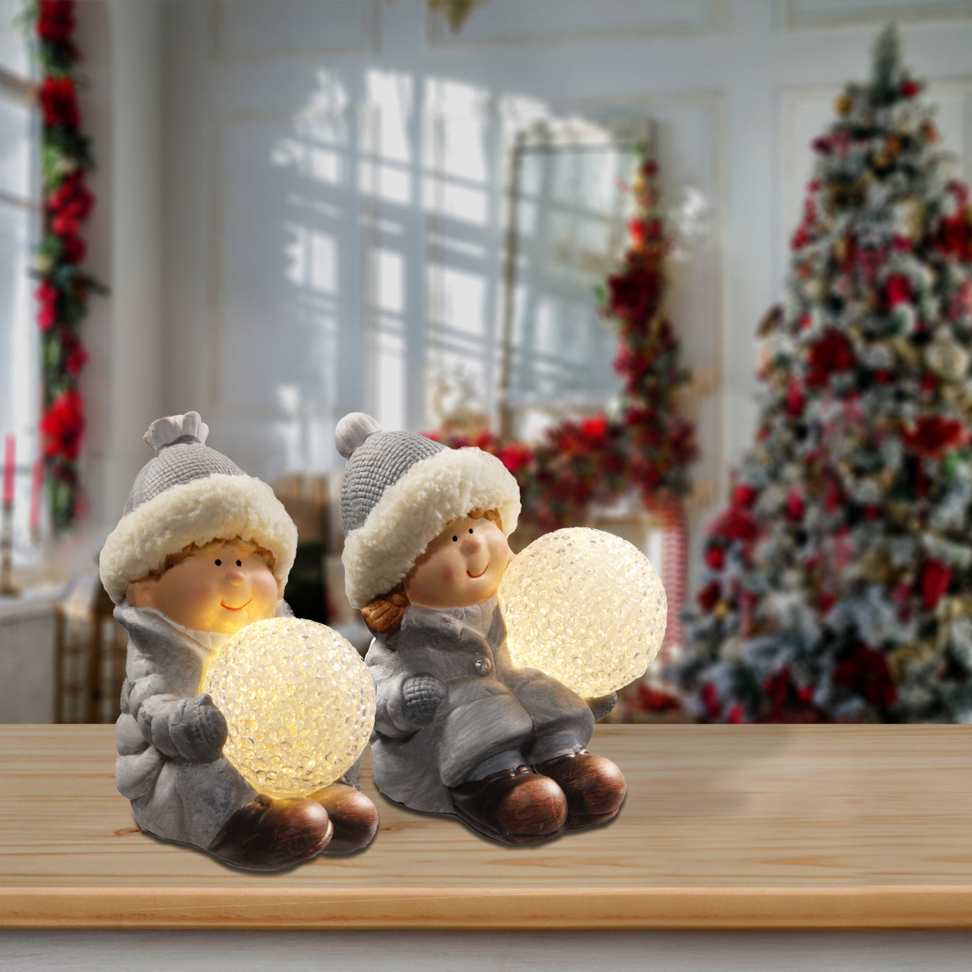 5.5 in. Lighted Boy & Girl Decor Piece