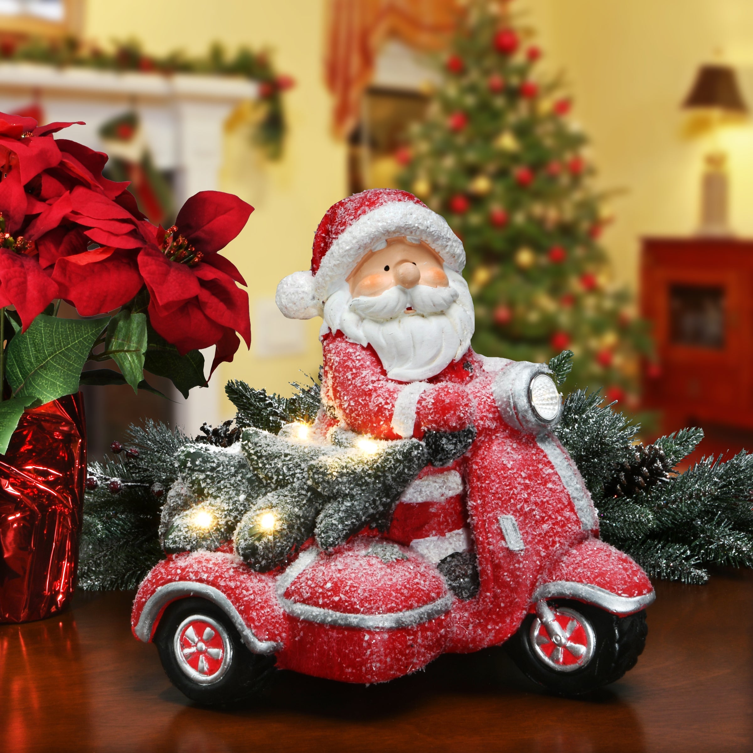 14 in. Lighted Santa on Scooter