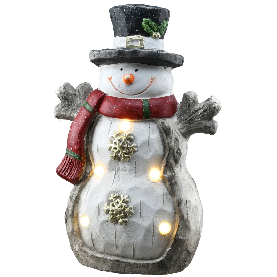 17" Snowman with Red Scarf, Black Hat & LED Lights