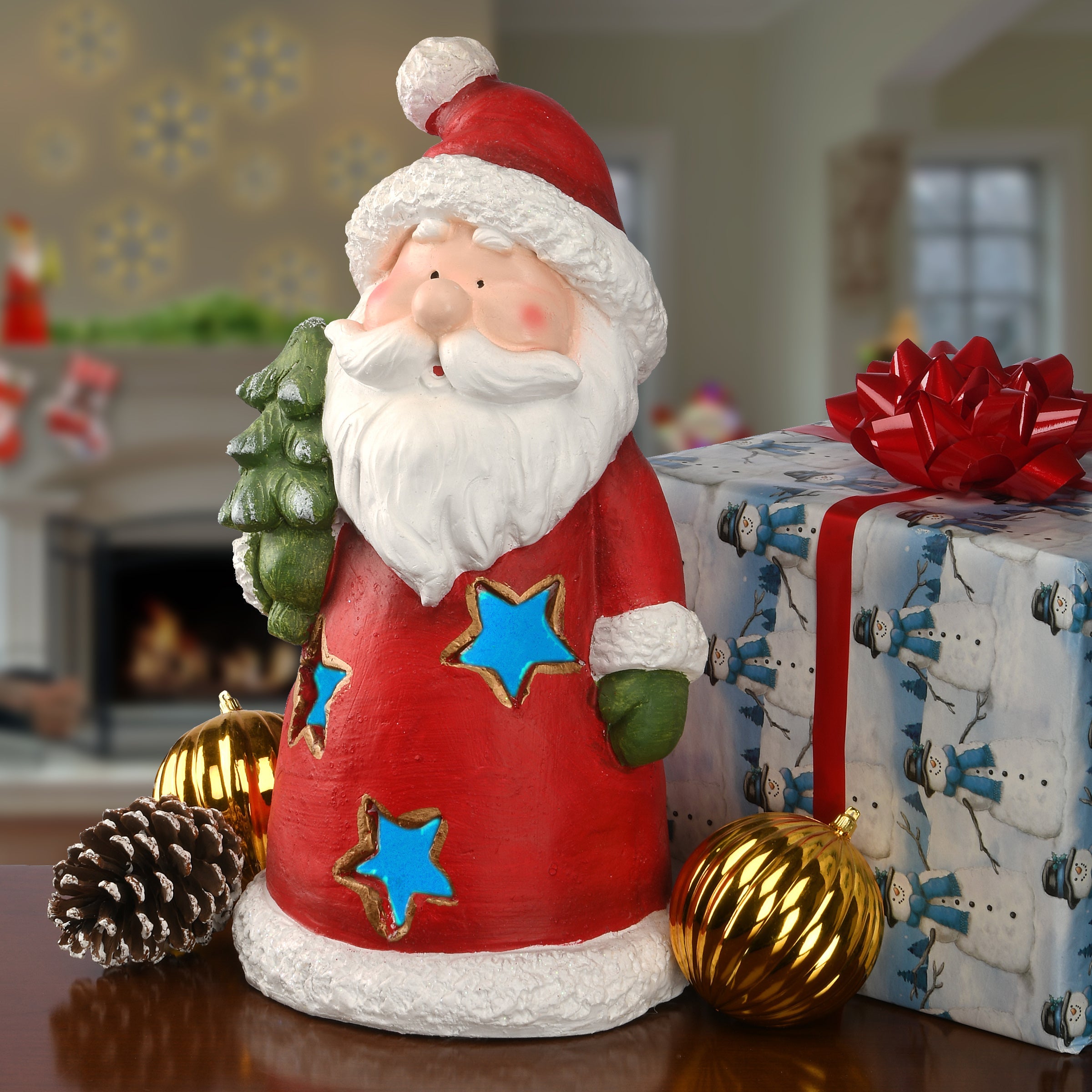 17 in. Santa Figuerine with Flashing Multicolor Light