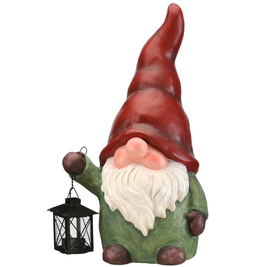 18" Red and Green Gnome Candleholder