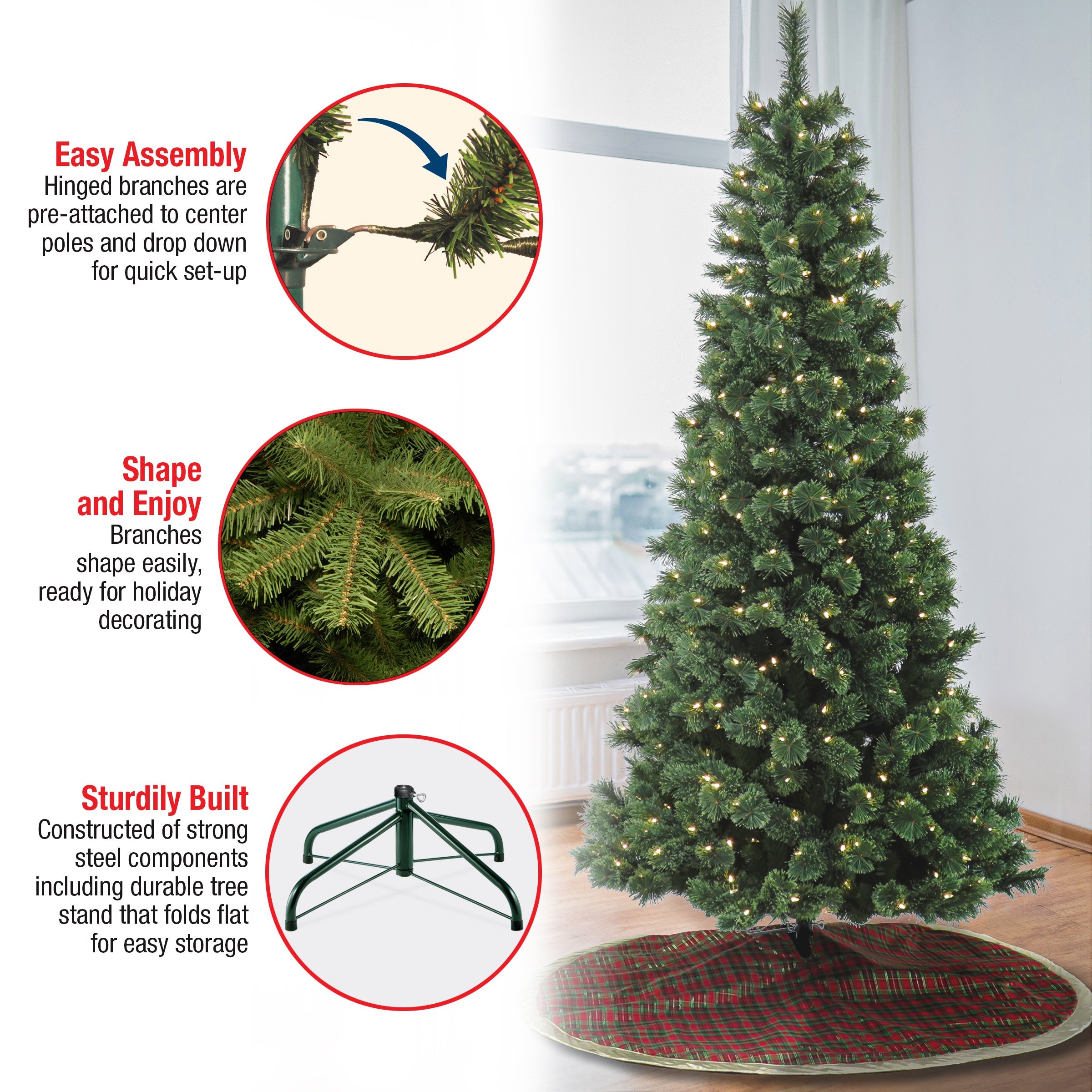 7.5 ft. Pre-Lit Pilchuck Pine Tree with LED Lights
