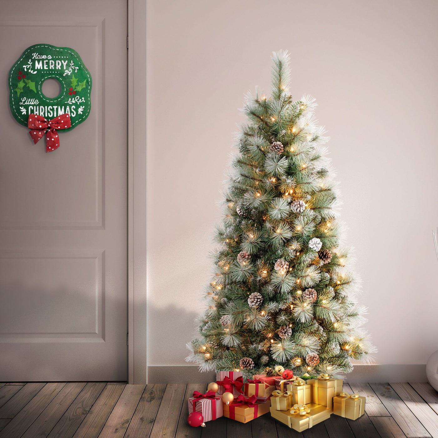 4.5 ft. Pre-Lit Perry Mixed Pine Tree with Clear Lights