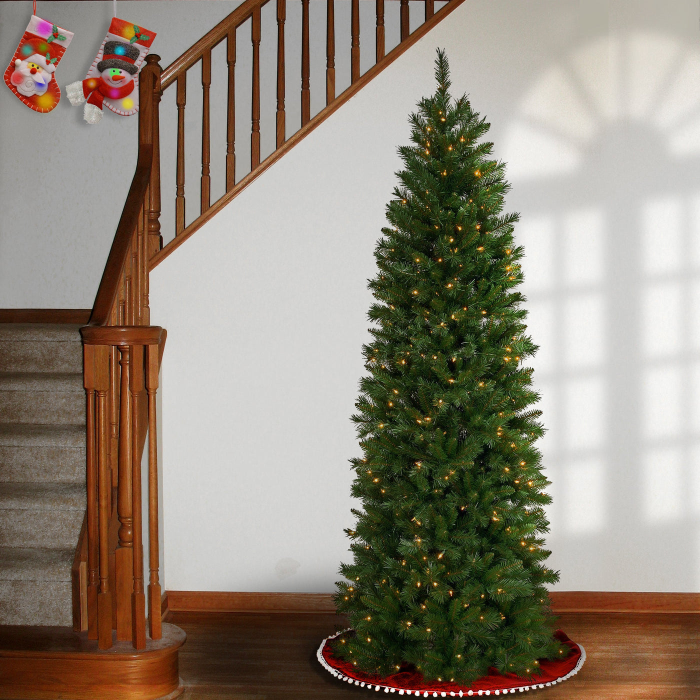 7.5 ft. Pre-Lit Pennington Fir Pencil Tree with Clear Lights