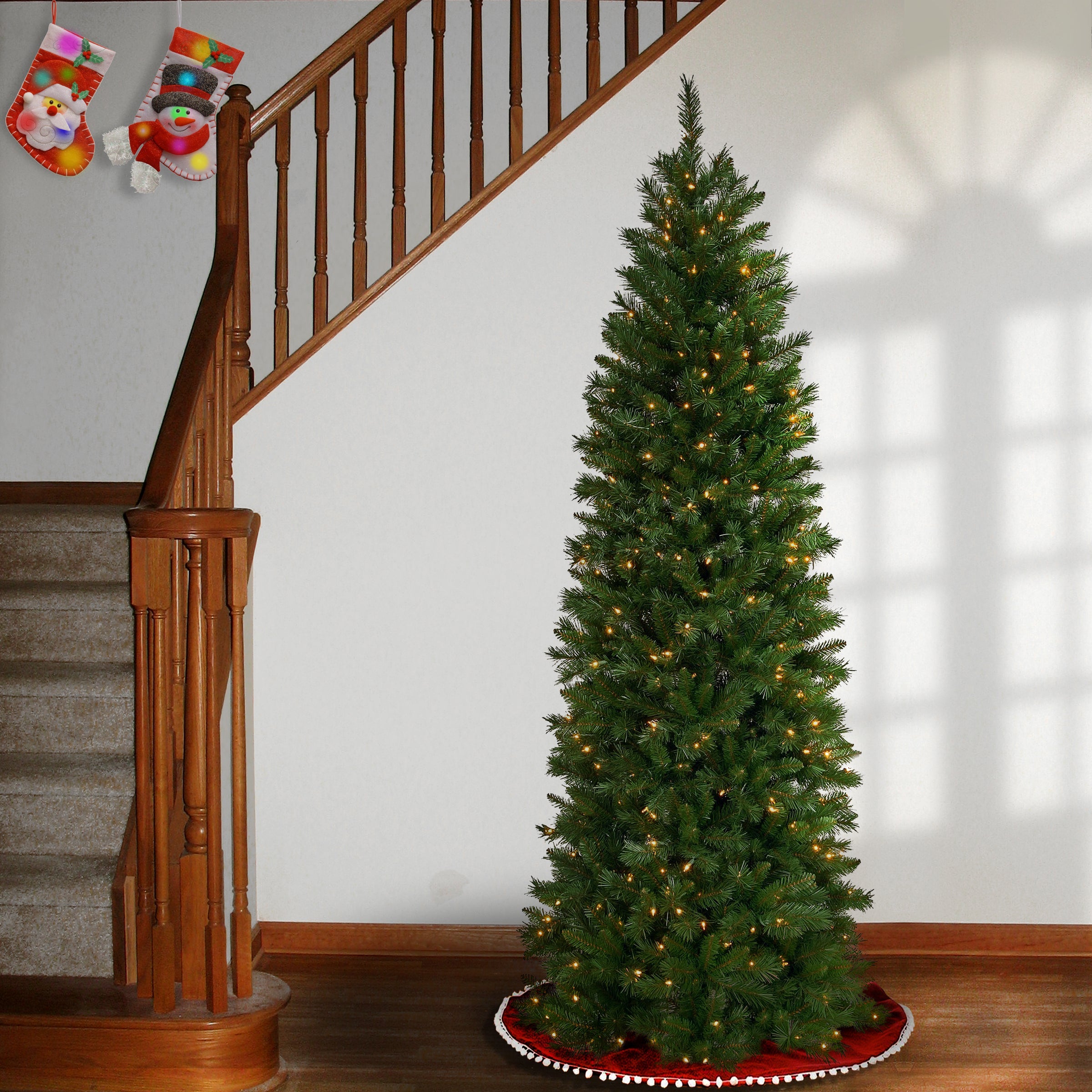 7.5 ft. Pre-Lit Pennington Fir Pencil Tree with Clear Lights