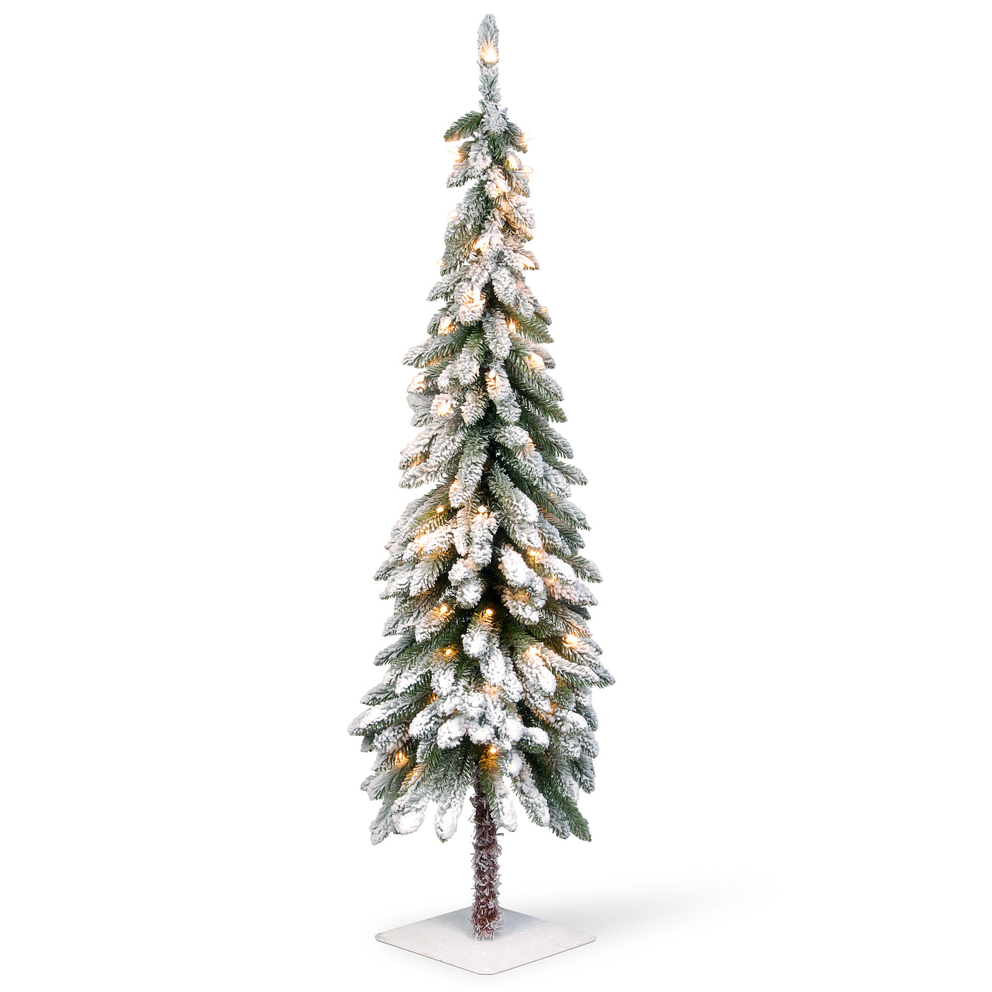 5 ft. Pre-Lit Snowy Downswept Forestree Tree with Clear Lights