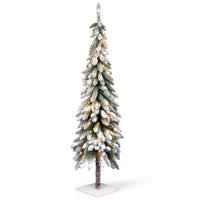5 ft. Pre-Lit Snowy Downswept Forestree Tree with Clear Lights
