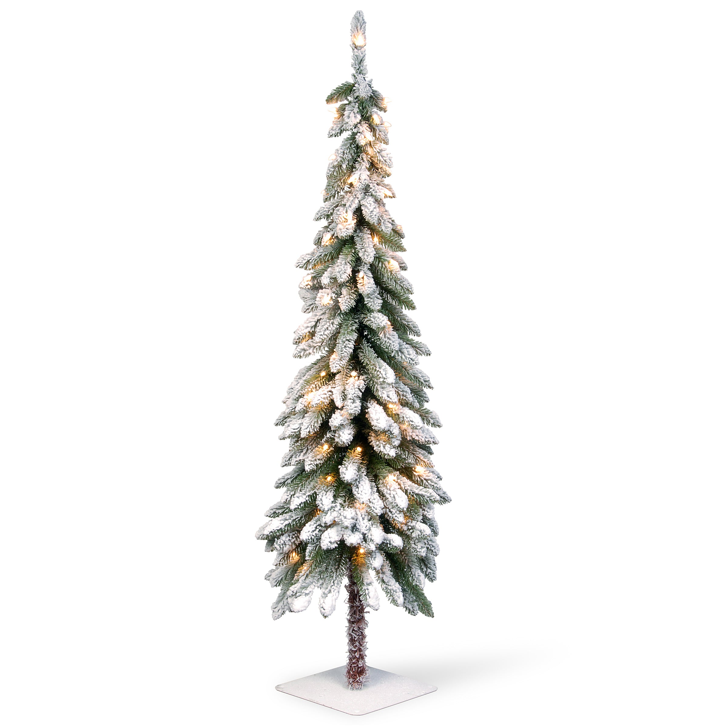 5 ft. Pre-Lit Snowy Downswept Forestree Tree with Clear Lights