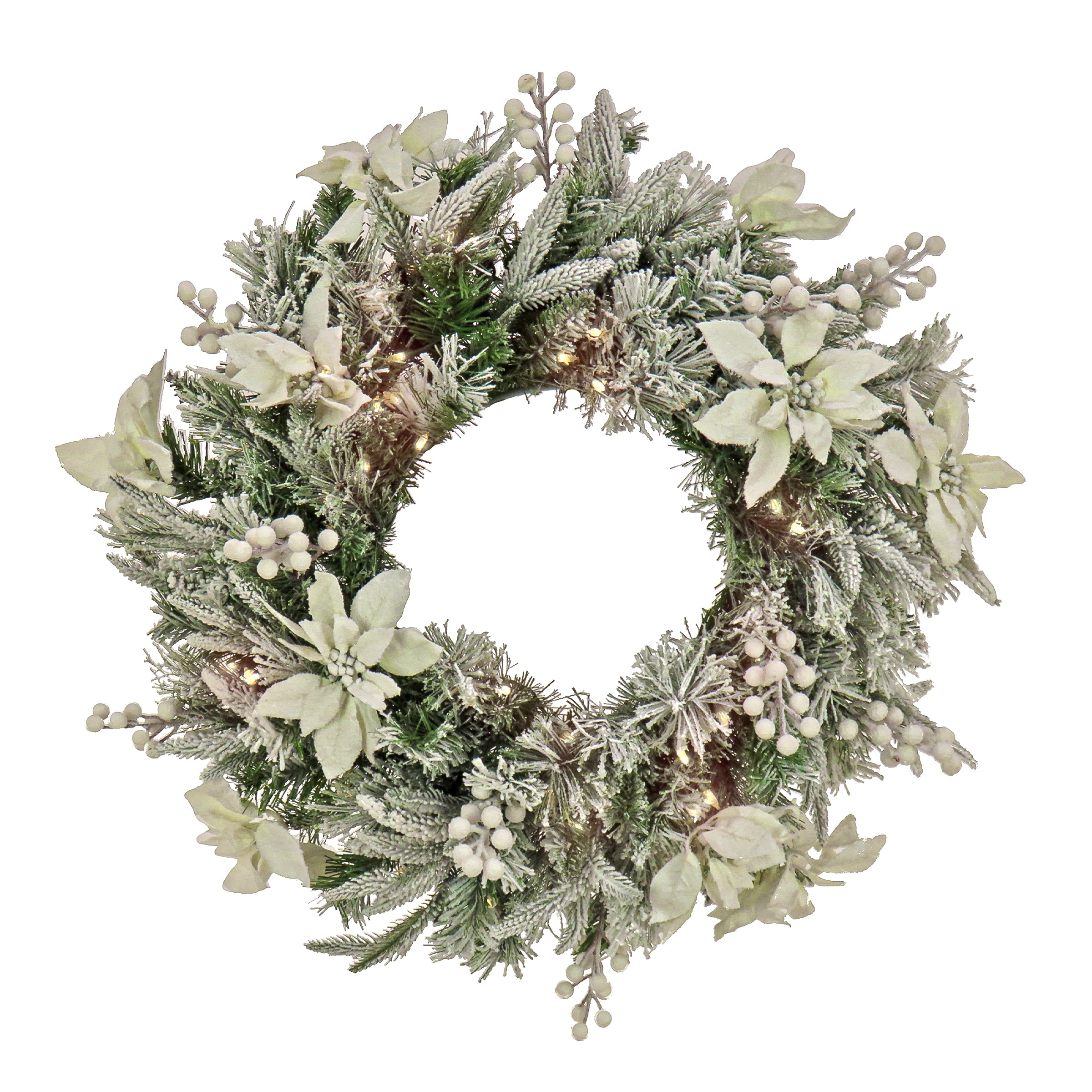 26 in. Pre-Lit Frosted Colonial Wreath with LED Lights